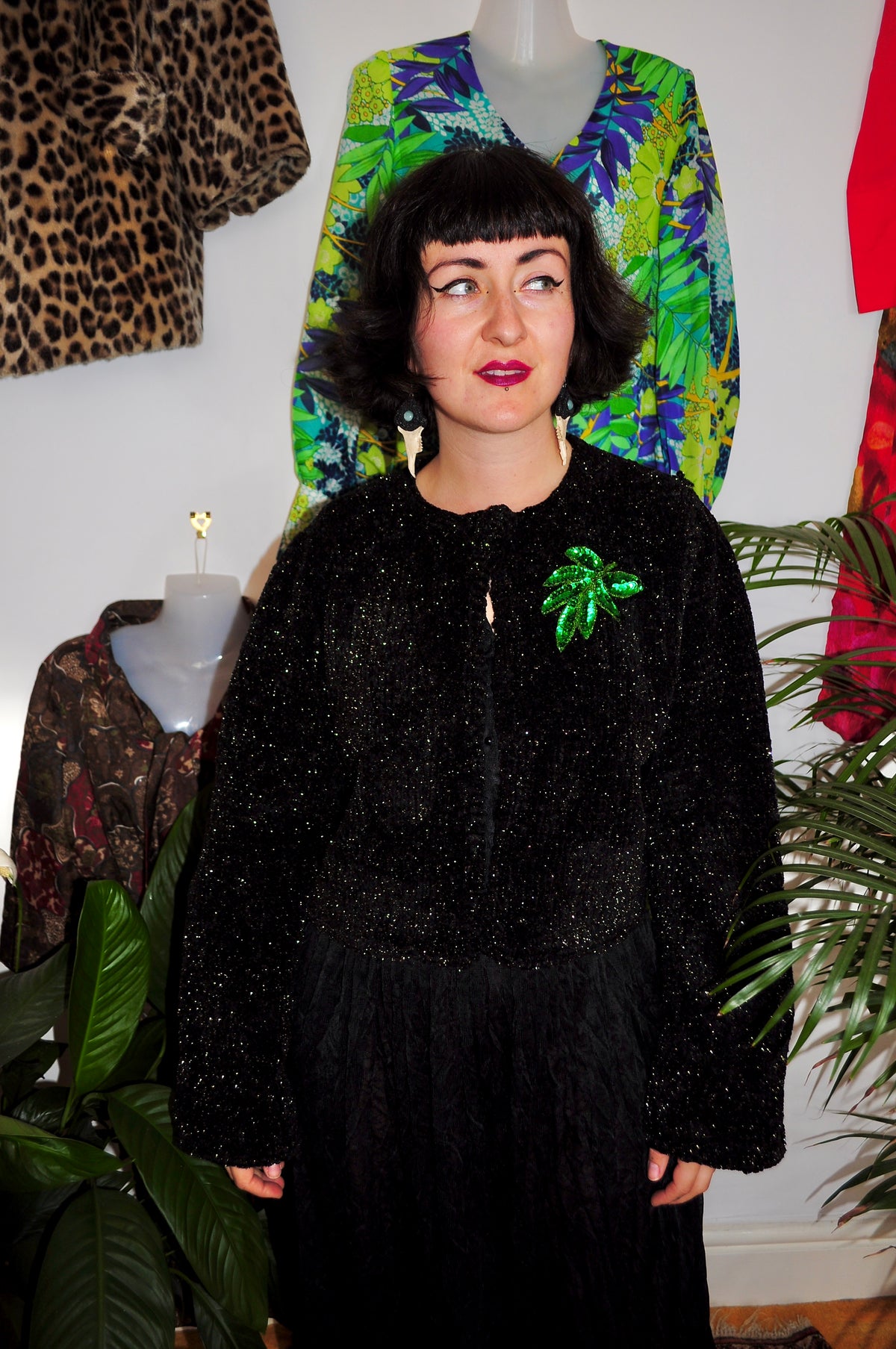 Vintage 80s Black Lurex Cardigan
