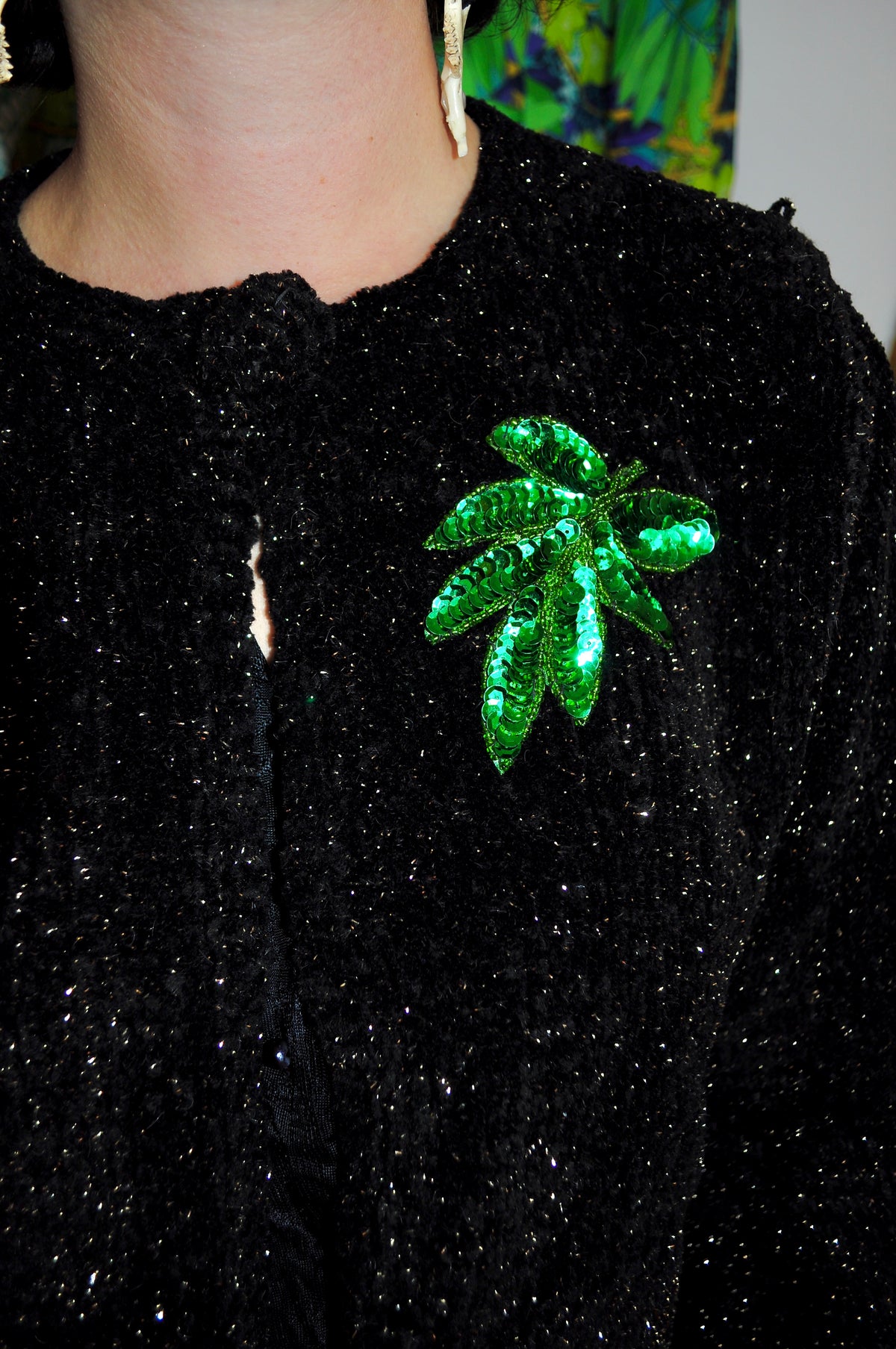 Vintage 80s Black Lurex Cardigan