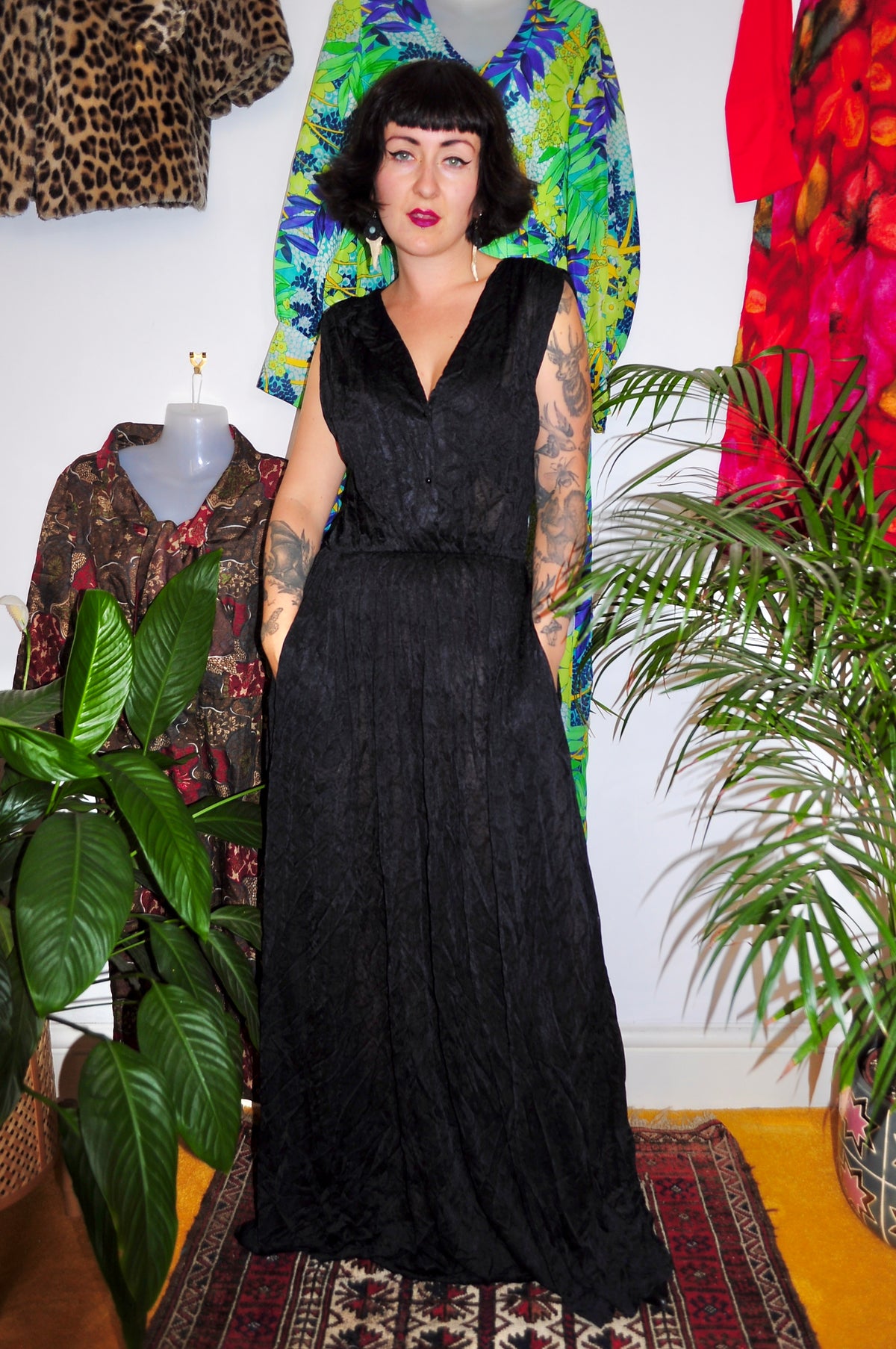 Vintage 70s Black Maxi Dress