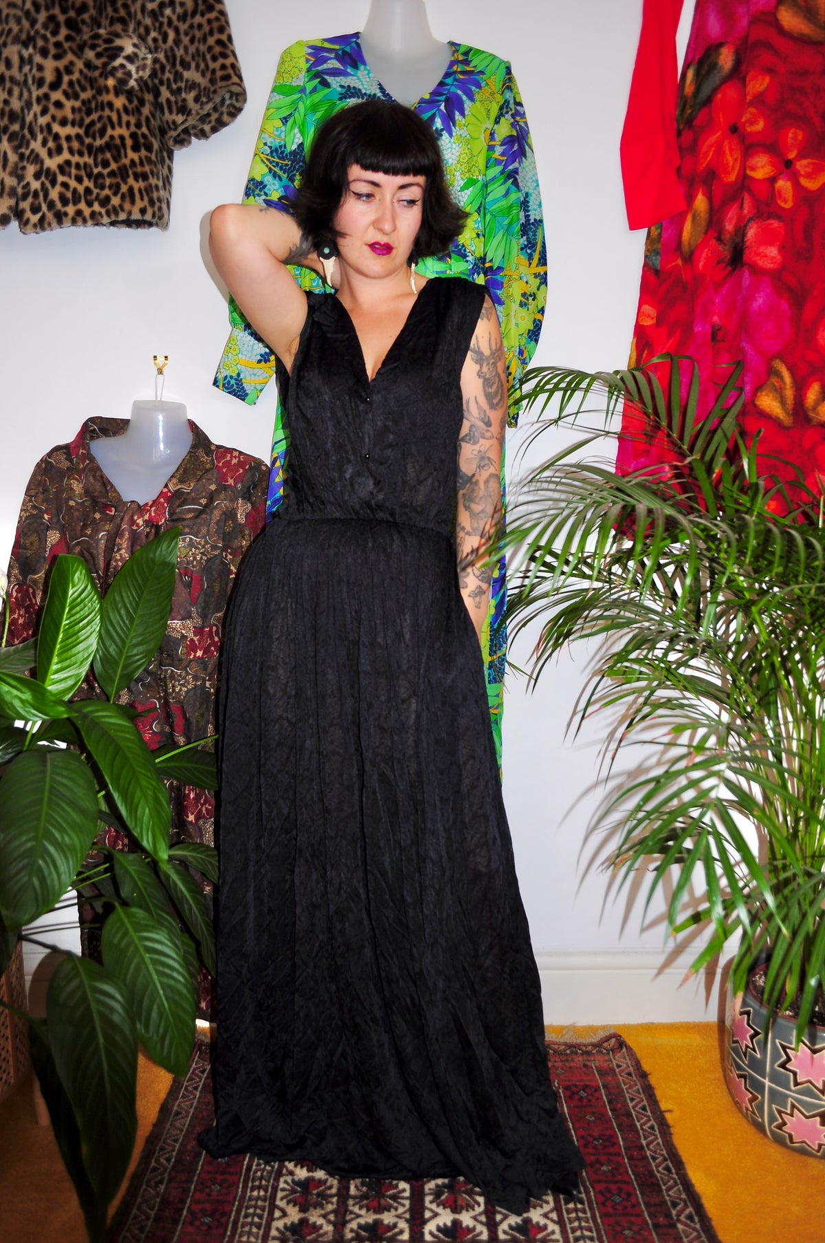 Vintage 70s Black Maxi Dress