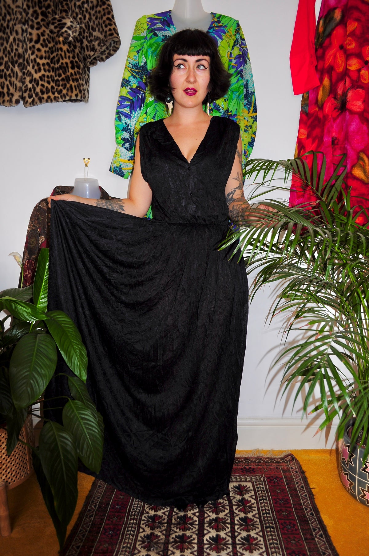 Vintage 70s Black Maxi Dress