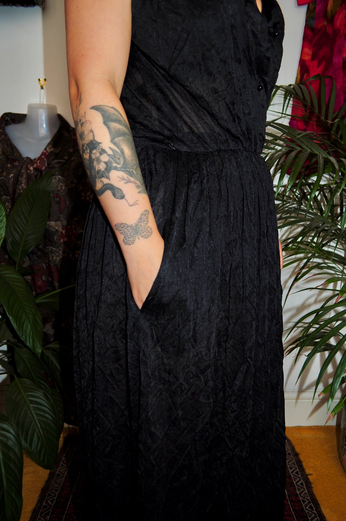 Vintage 70s Black Maxi Dress