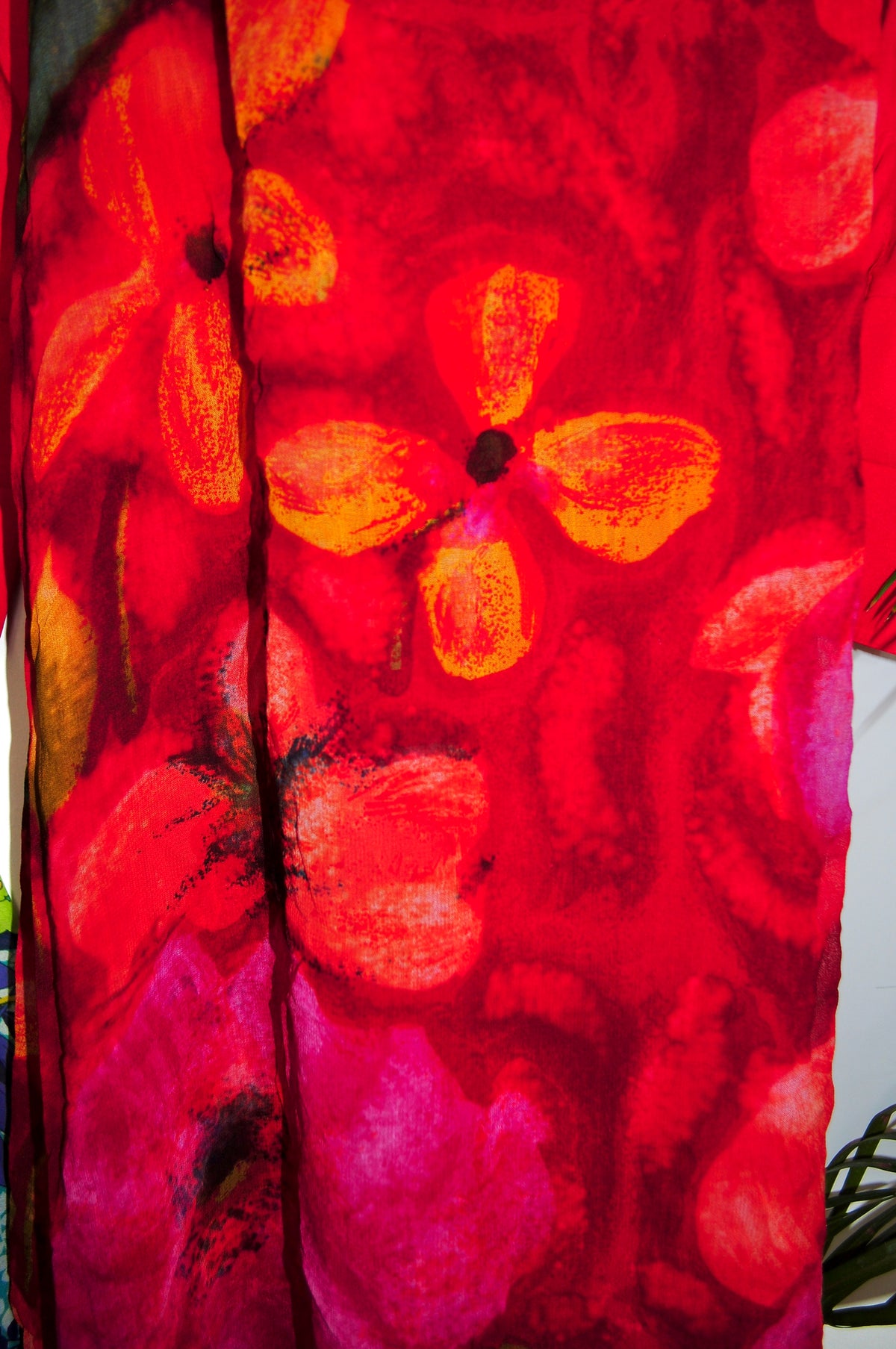 Vintage 90s Red Watercolour Midi Dress