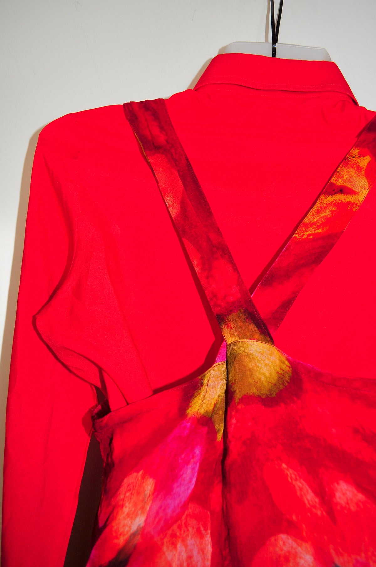 Vintage 90s Red Watercolour Midi Dress