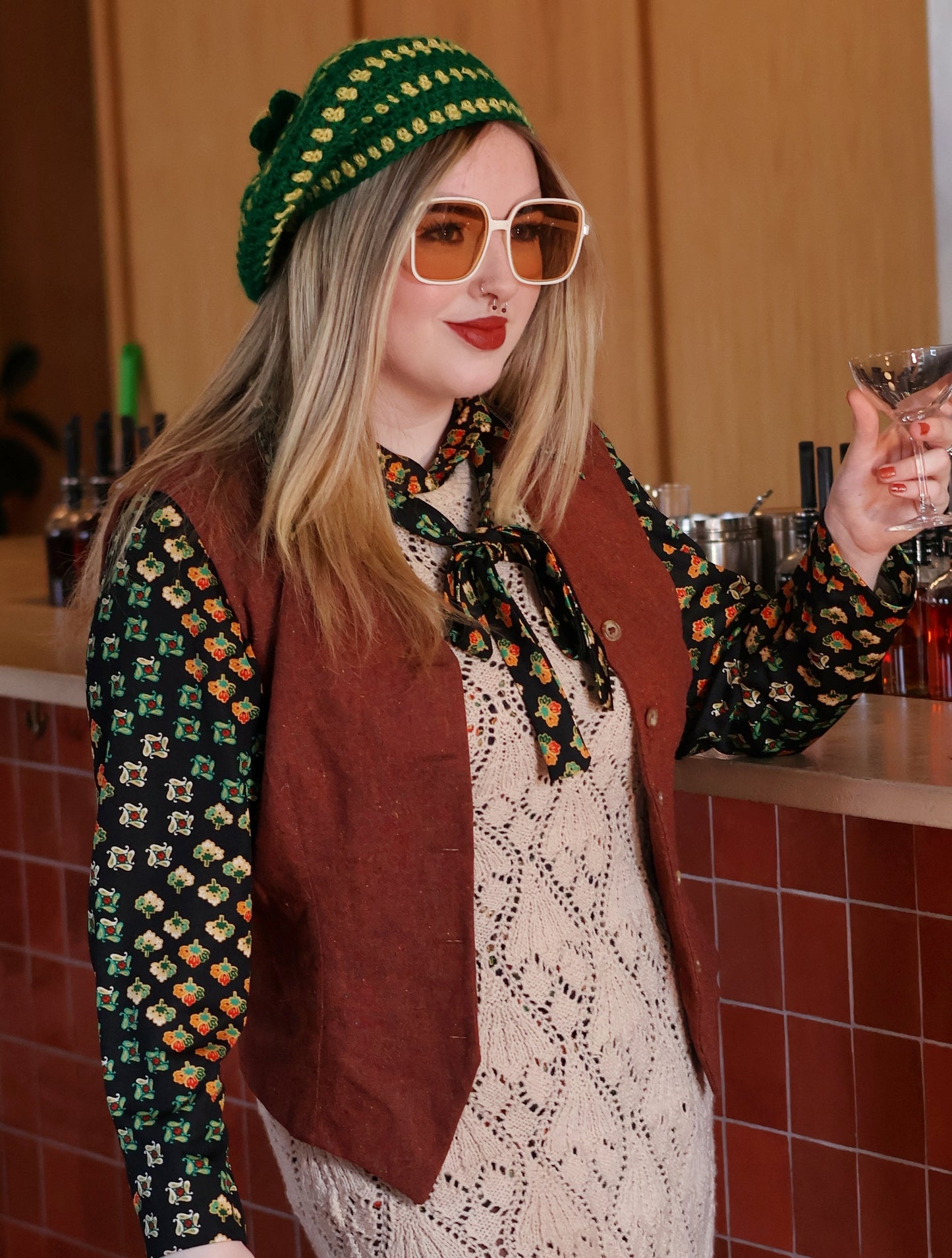 Vintage 70s Brown Wool Waistcoat