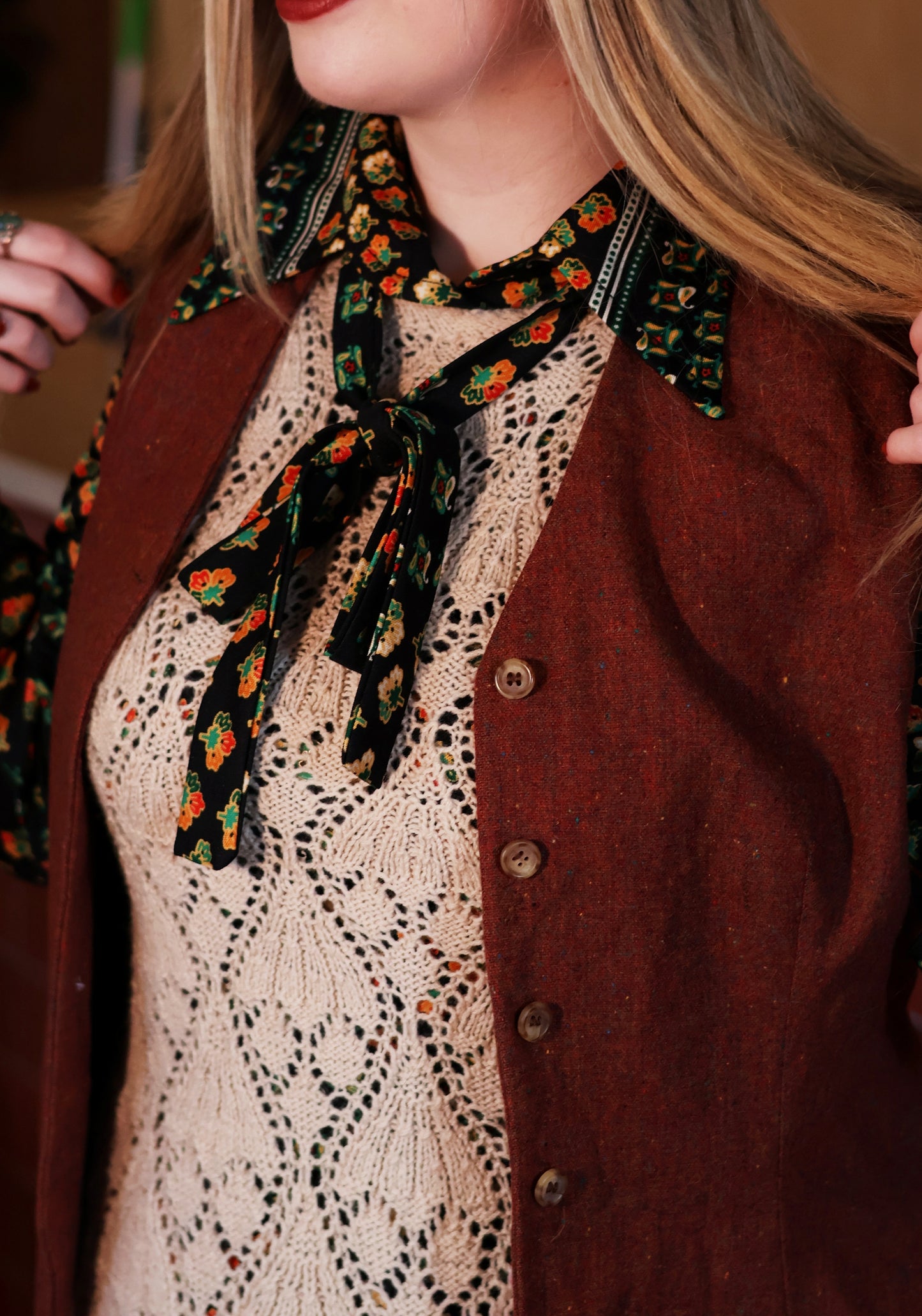 Vintage 70s Brown Wool Waistcoat