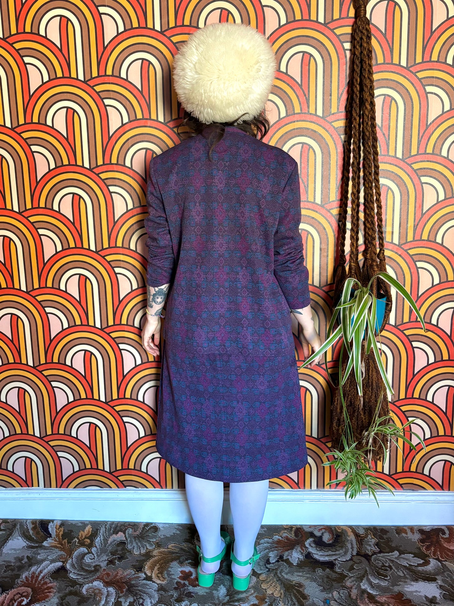 Vintage 60s Gordon Wyatt Purple Dress and Jacket Two Piece