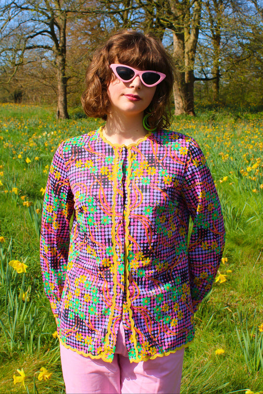 Vintage 60s Psychedelic Print Blouse