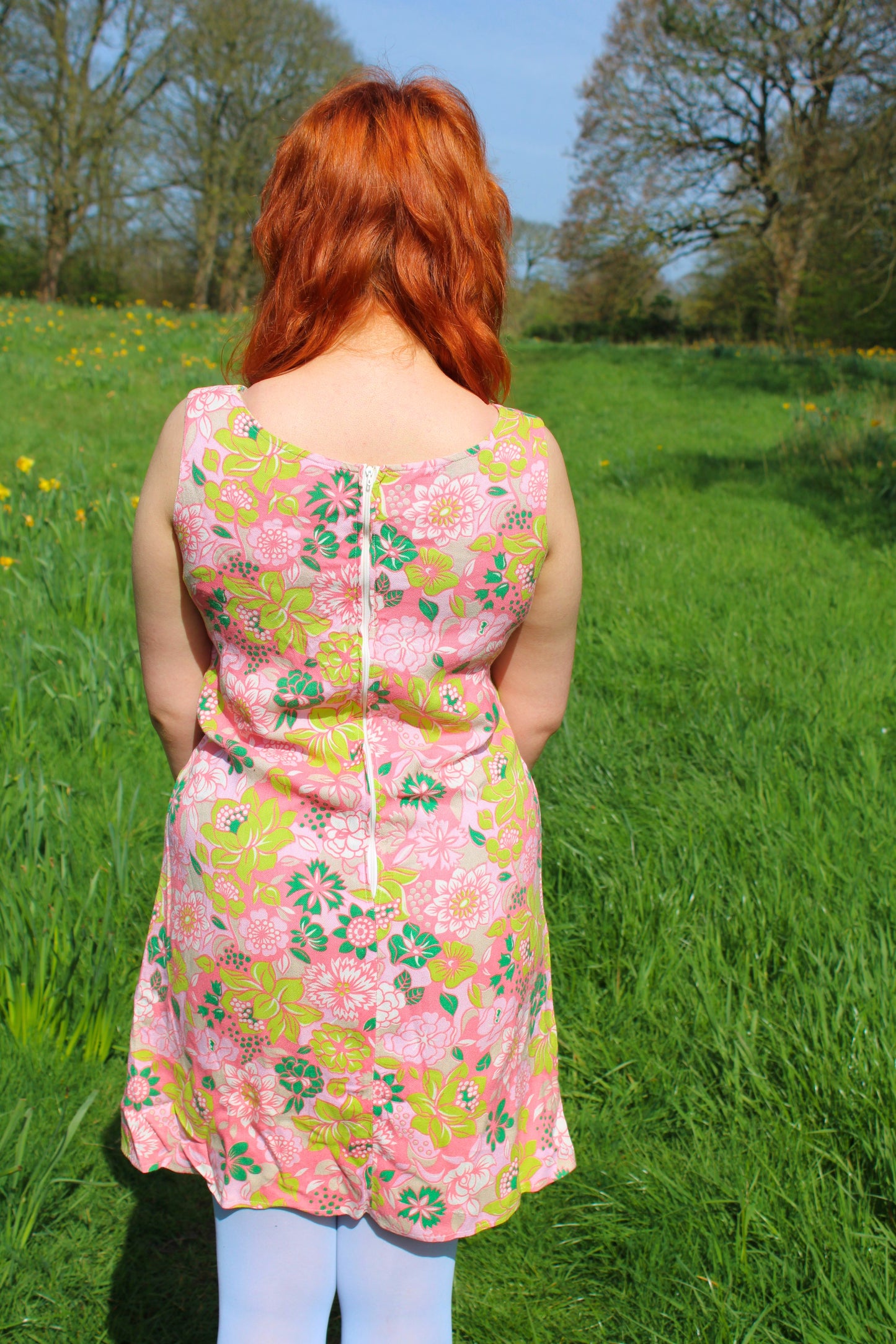 Vintage 60s Pink Floral Mini Dress