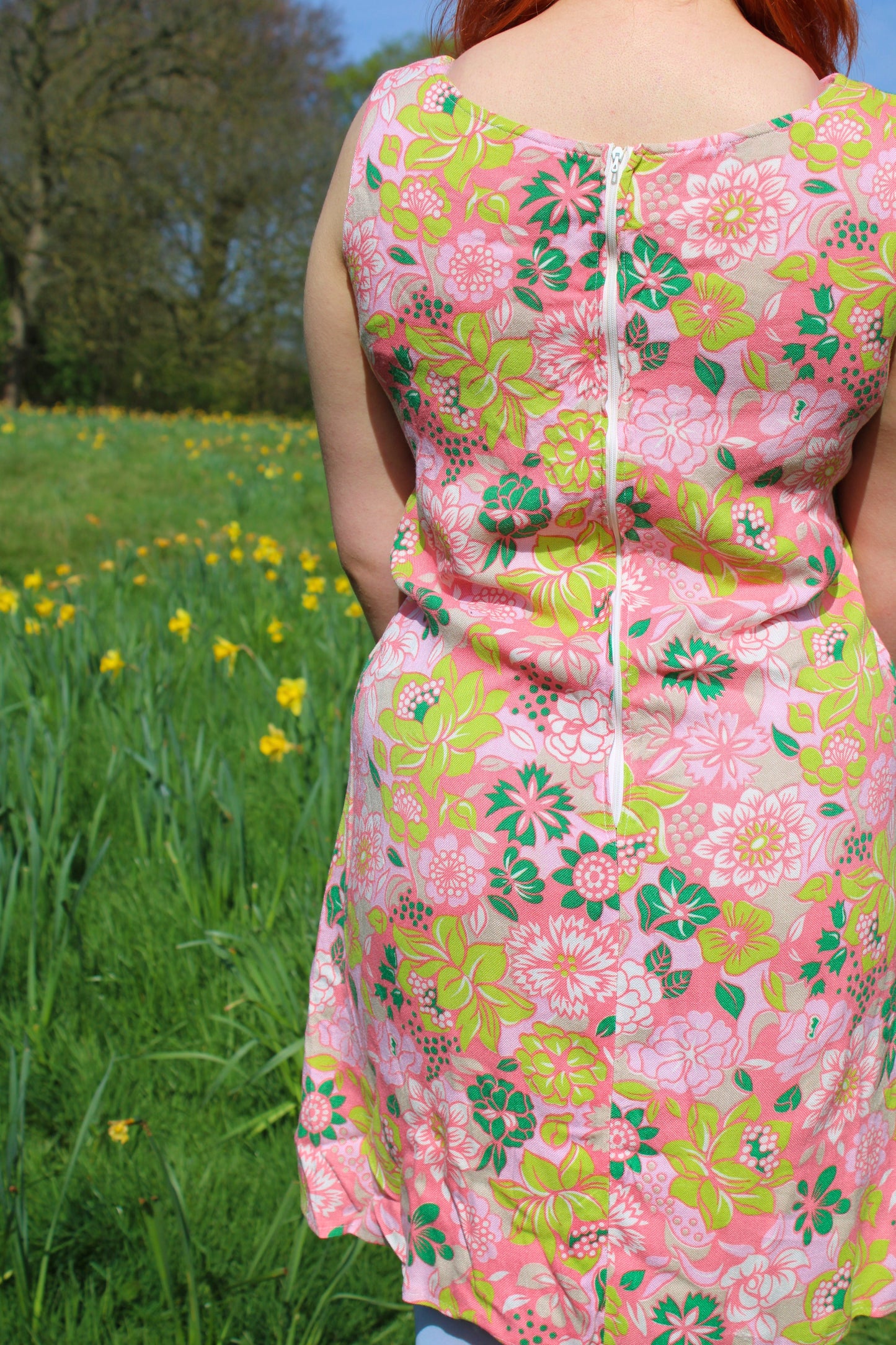 Vintage 60s Pink Floral Mini Dress
