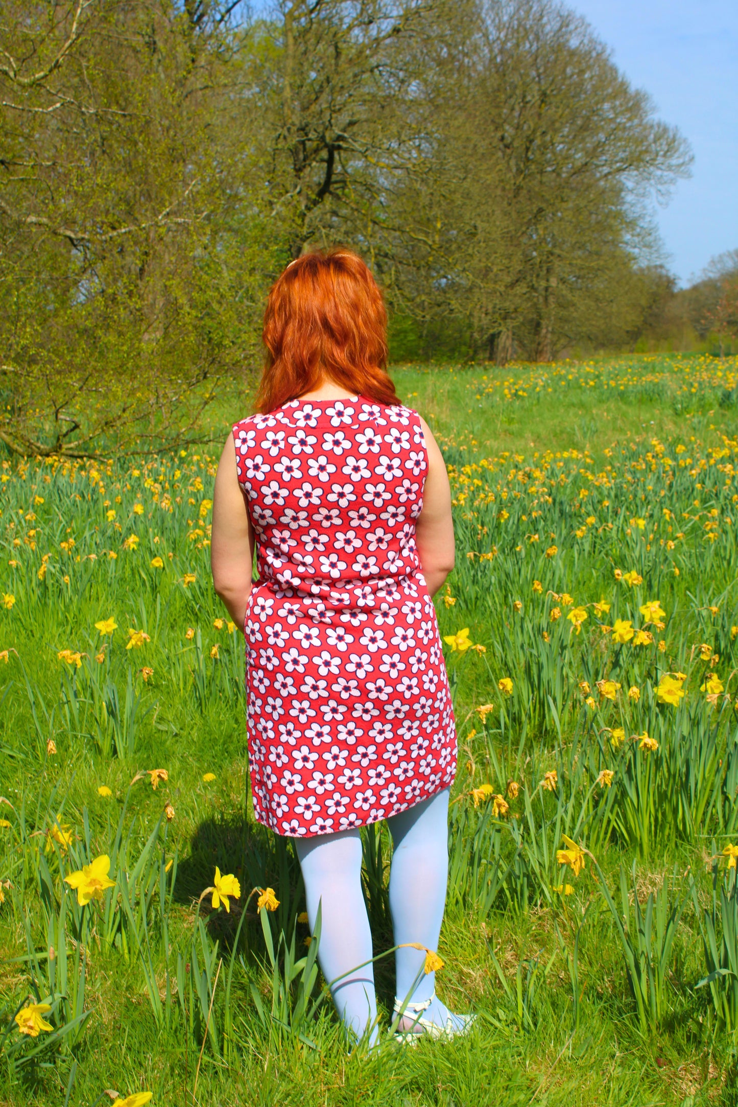 Vintage 60s Red and White Floral Towelling Dress