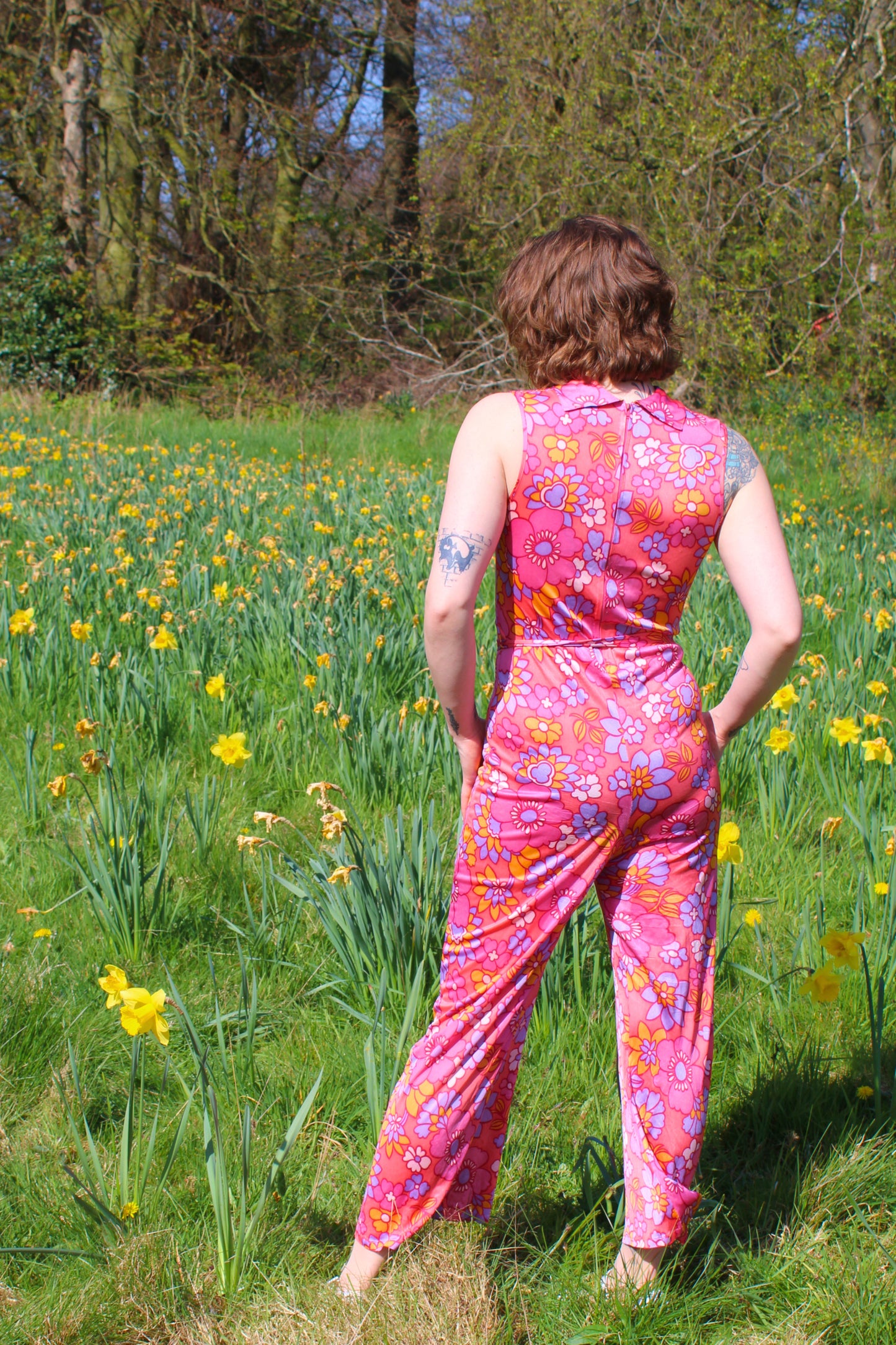 Vintage 60s Pink Floral Jumpsuit