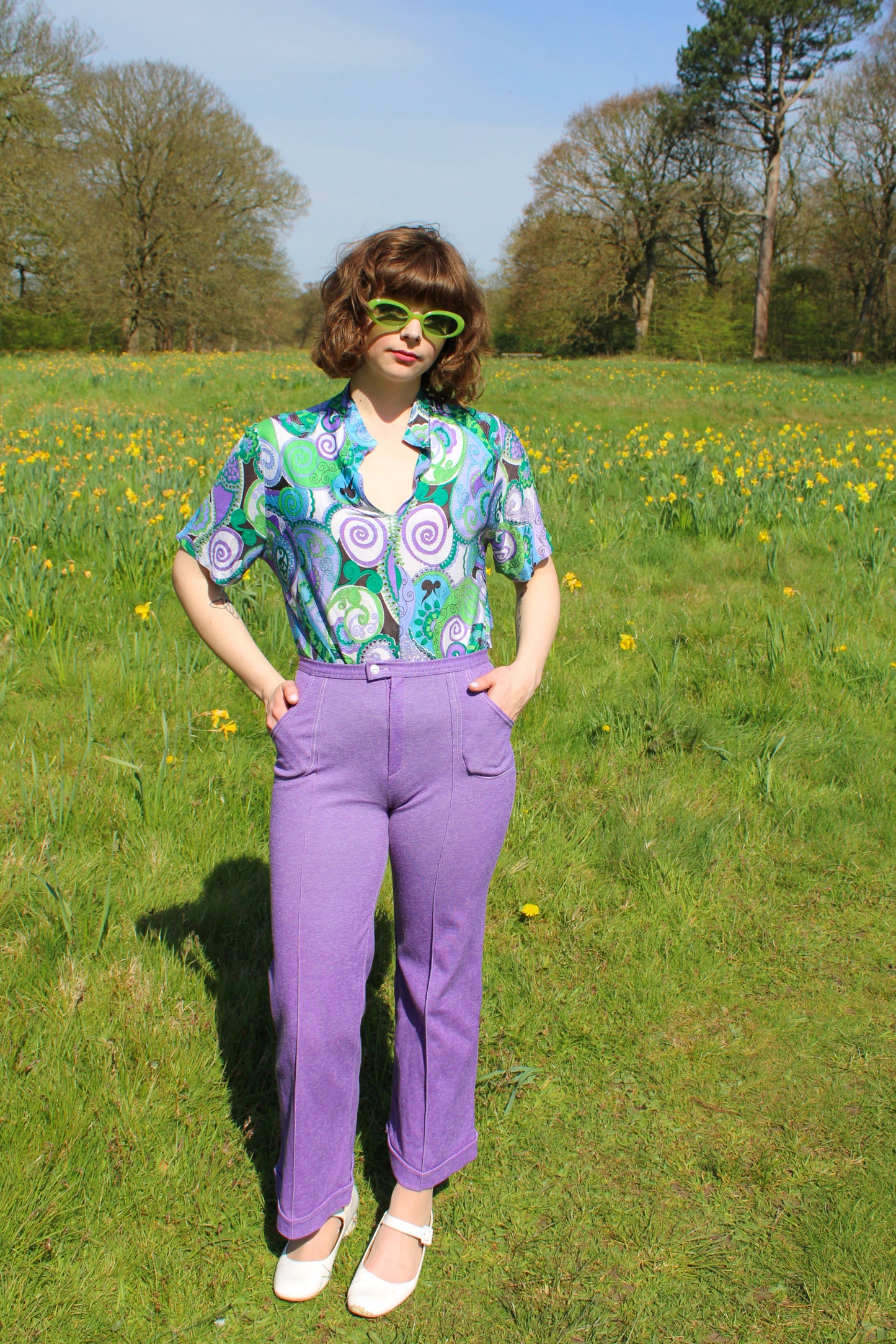 Vintage 70s Purple Knitted Trousers