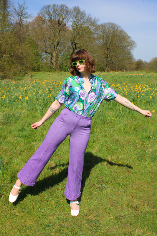 Vintage 70s Purple Knitted Trousers