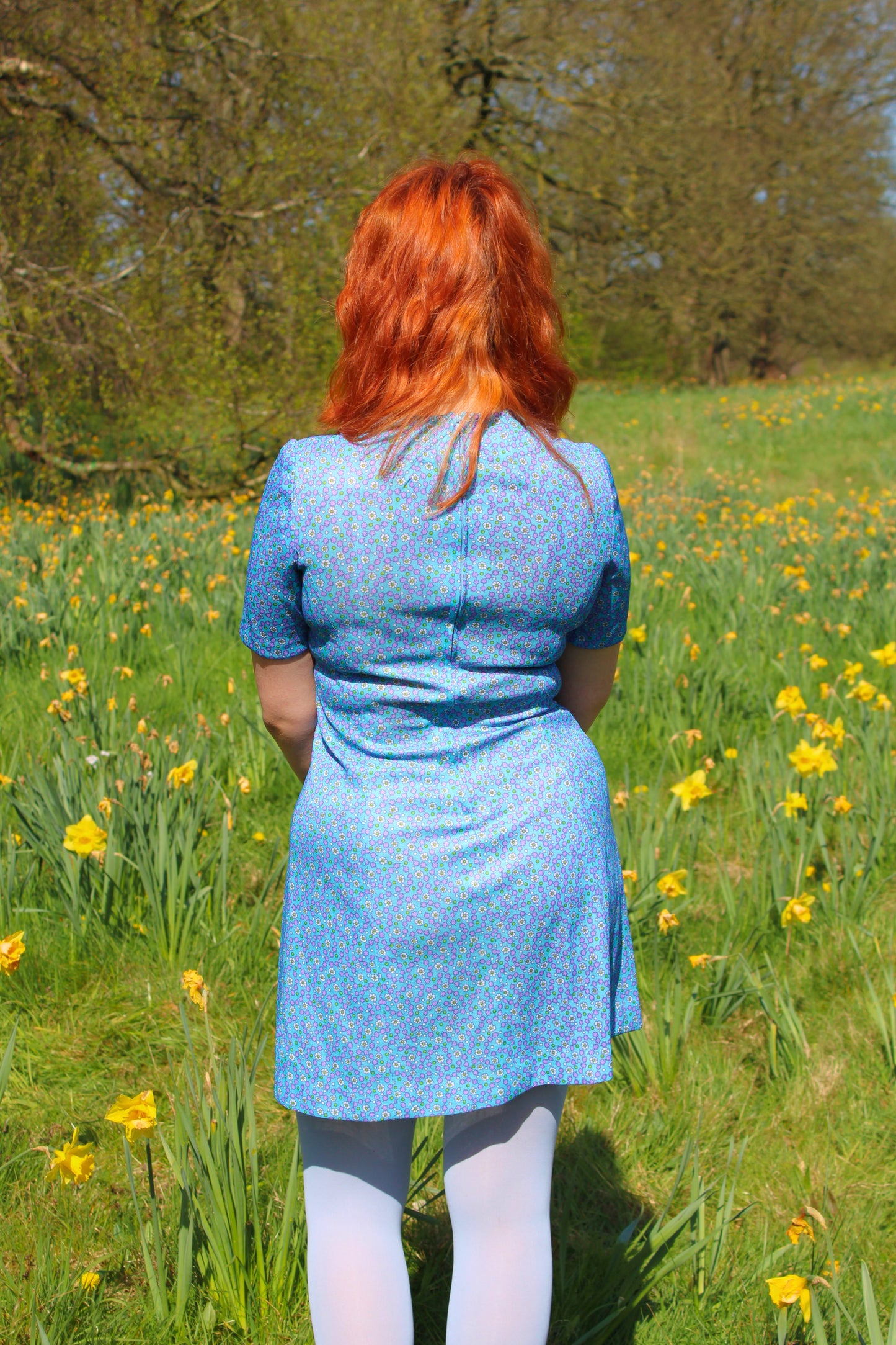 Vintage 60s Baby Blue Floral Mini Dress