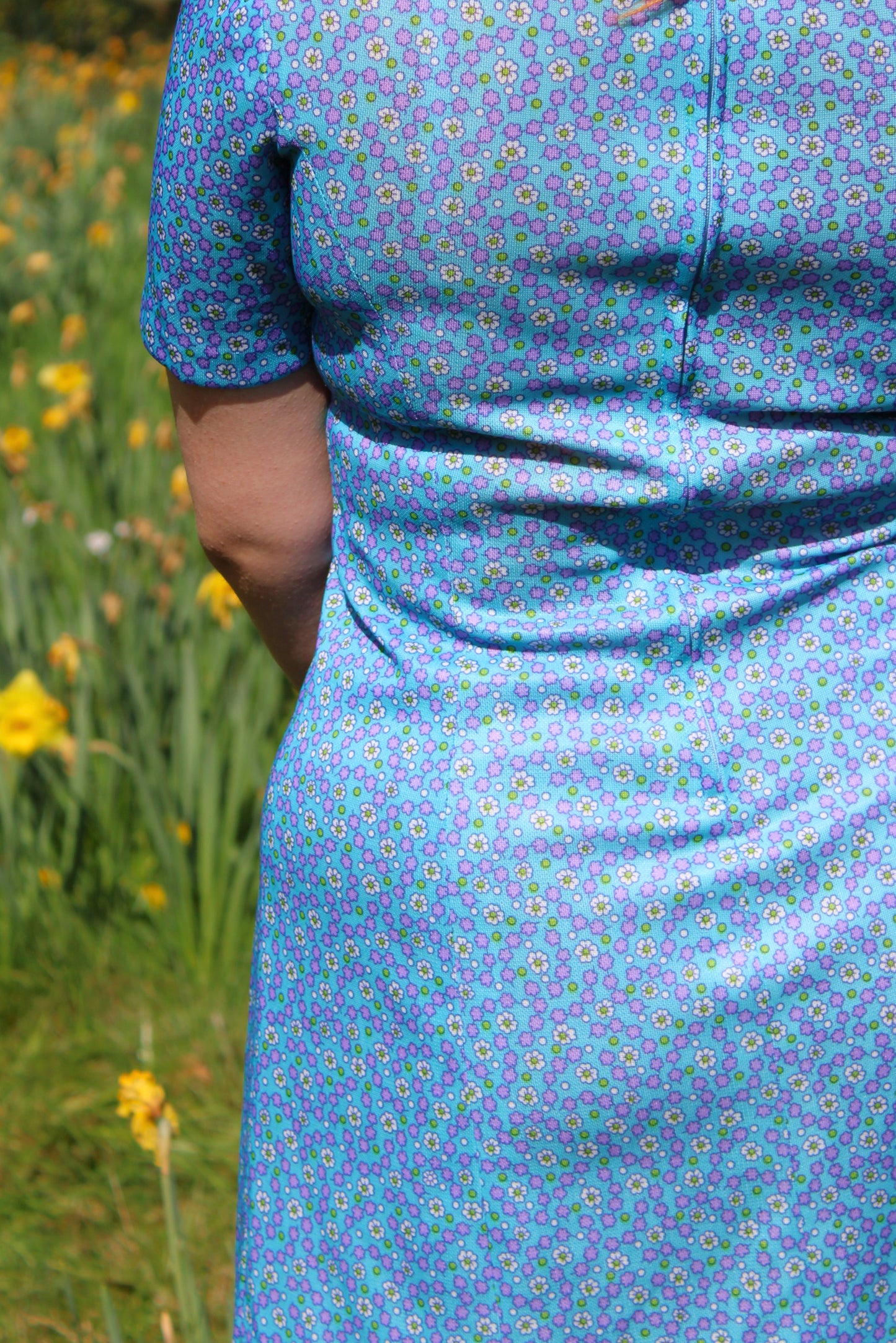 Vintage 60s Baby Blue Floral Mini Dress