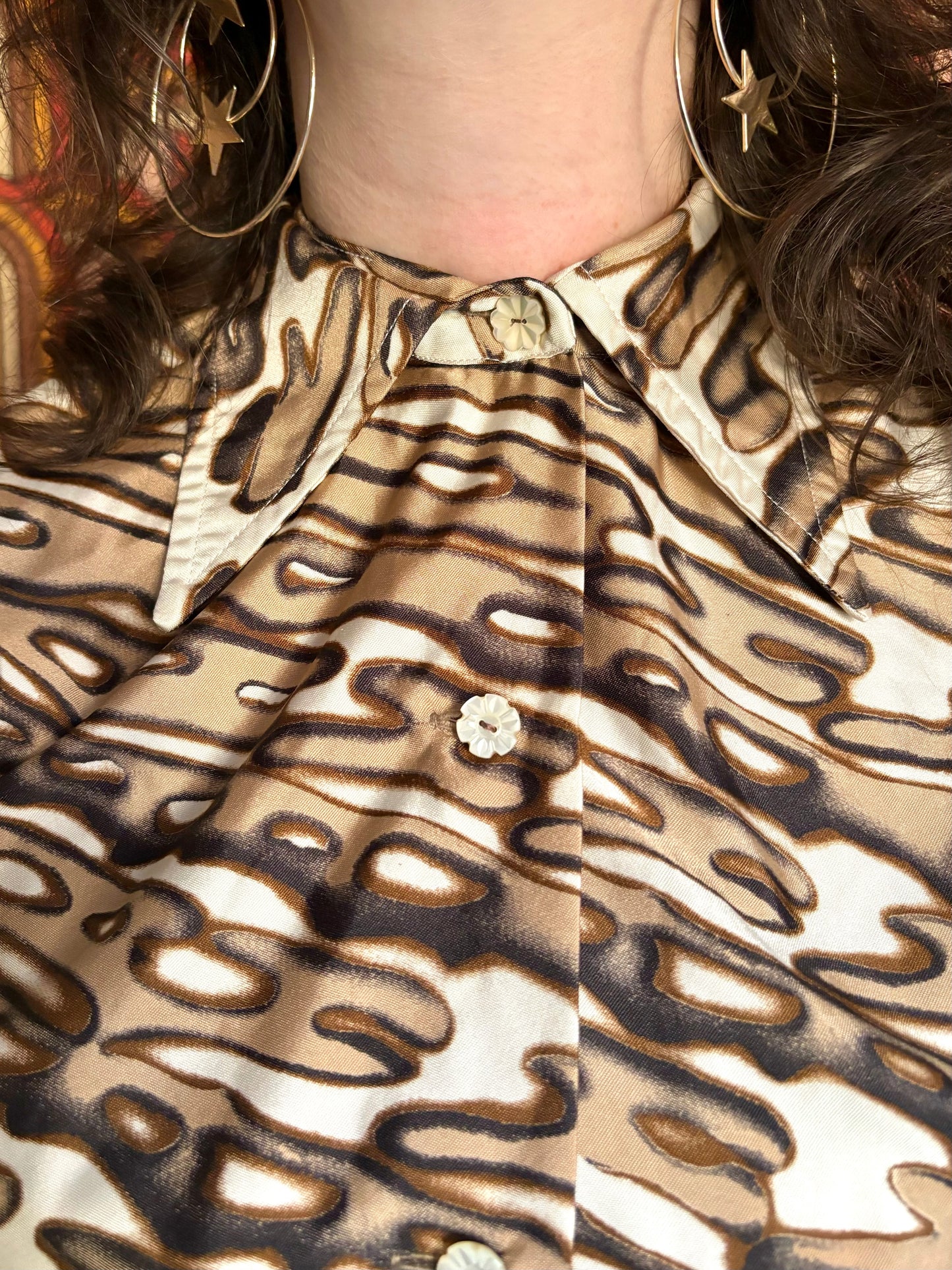 Vintage 90s does 70s Brown Watercolour Shirt