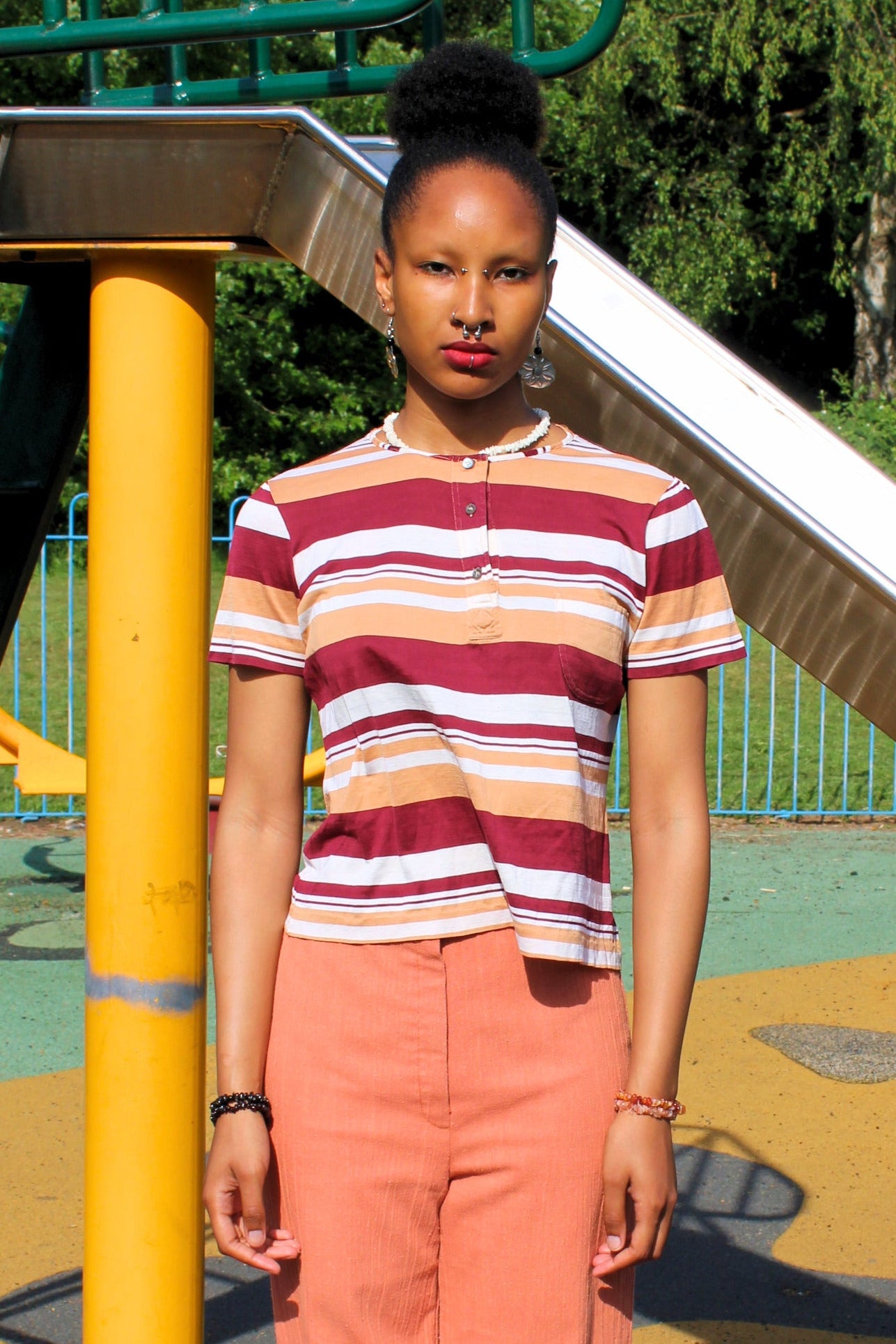 Vintage 70s Maroon Stripe T-Shirt