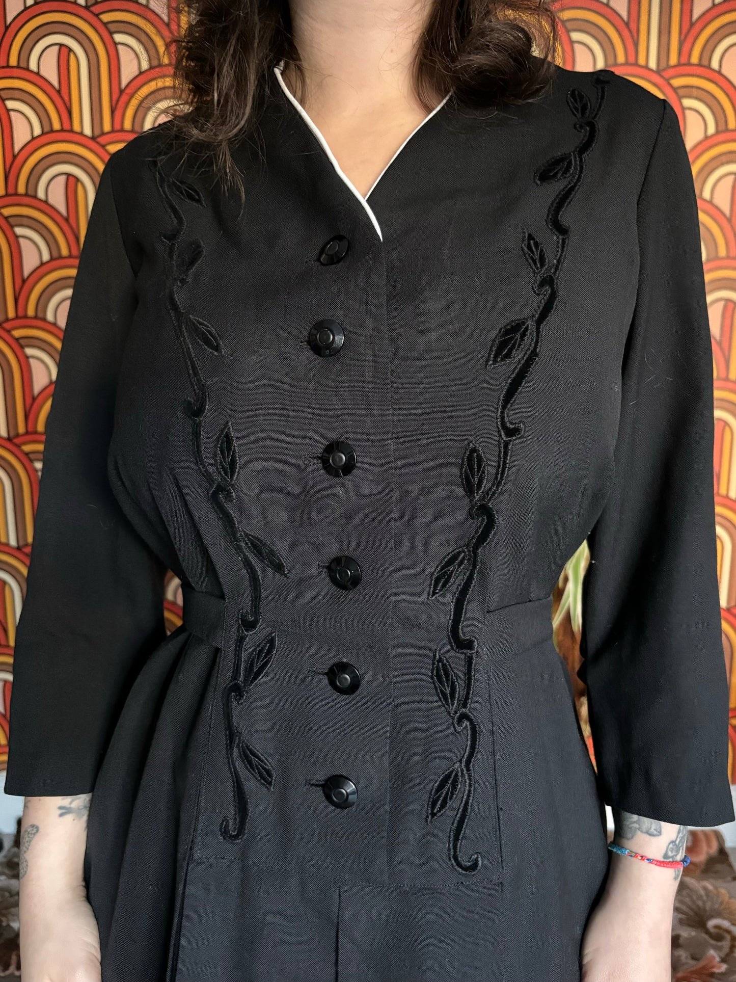Vintage 60s Black Wool Dress