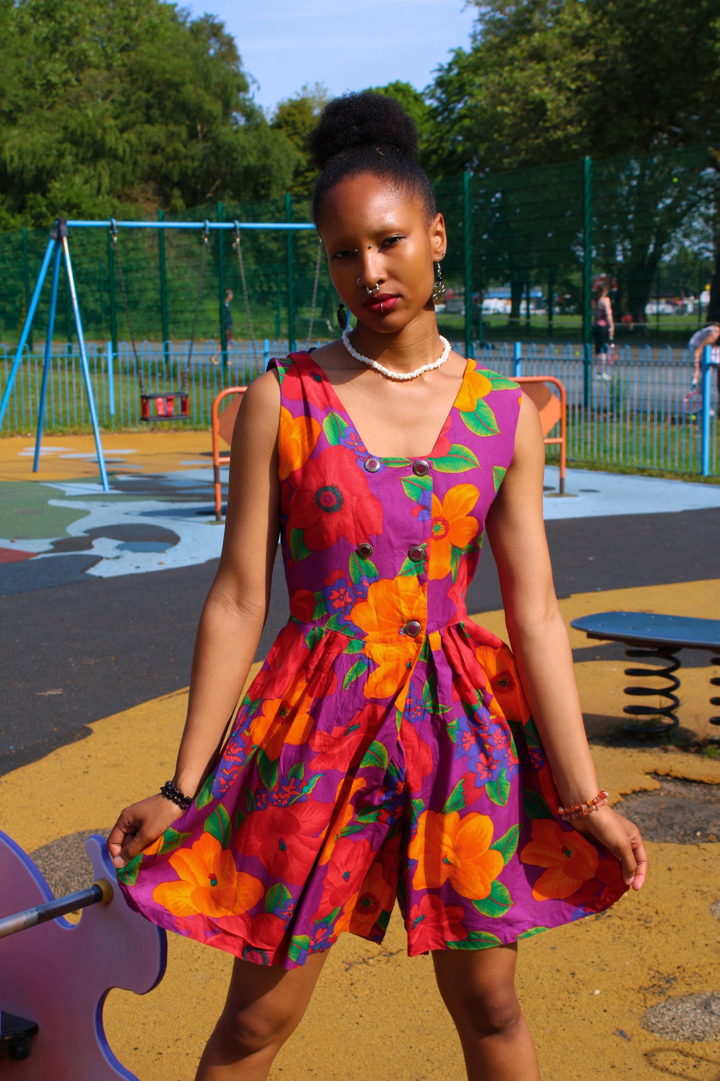 Vintage 80s Hawaiian Floral Playsuit