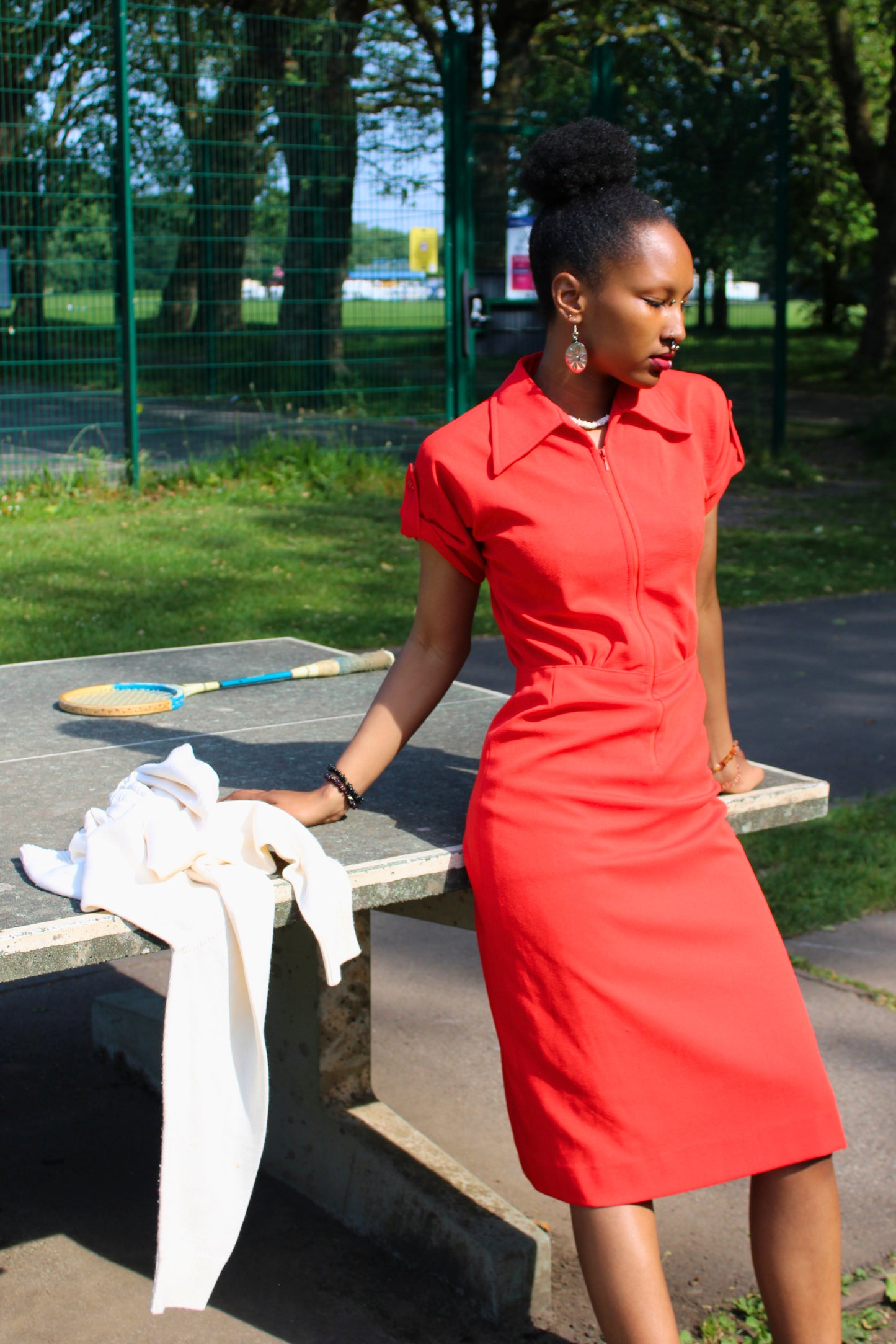 Vintage 70s Red Knee Dress