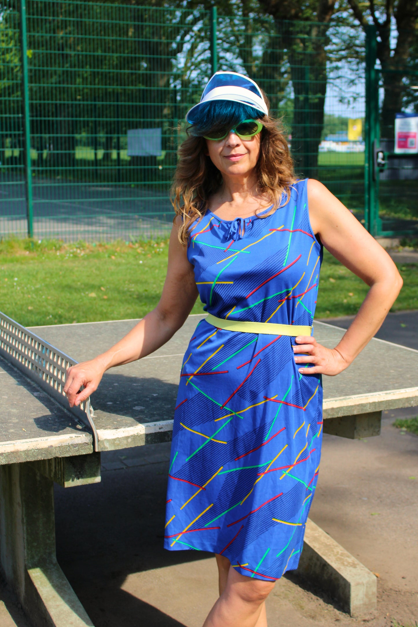 Vintage 80s Blue Sleeveless Dress