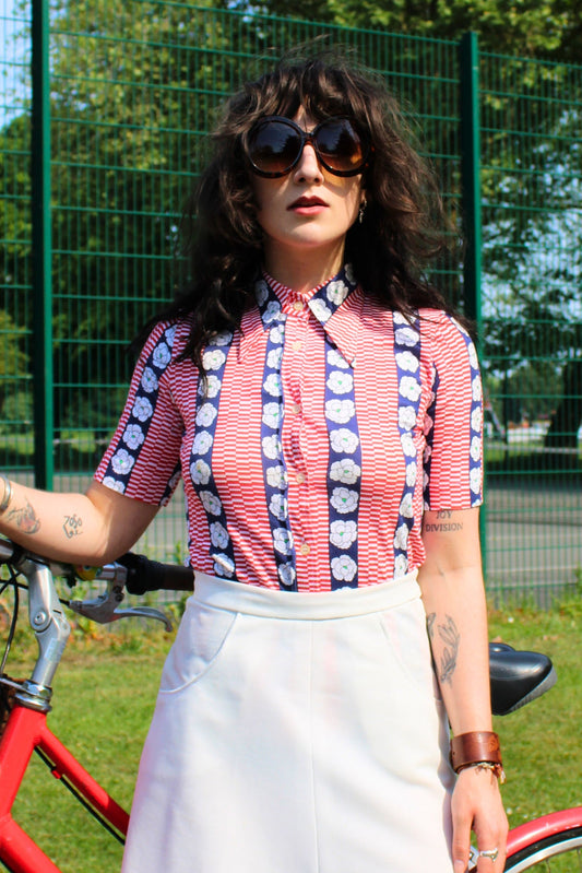 Vintage 70s Red White and Blue Shirt