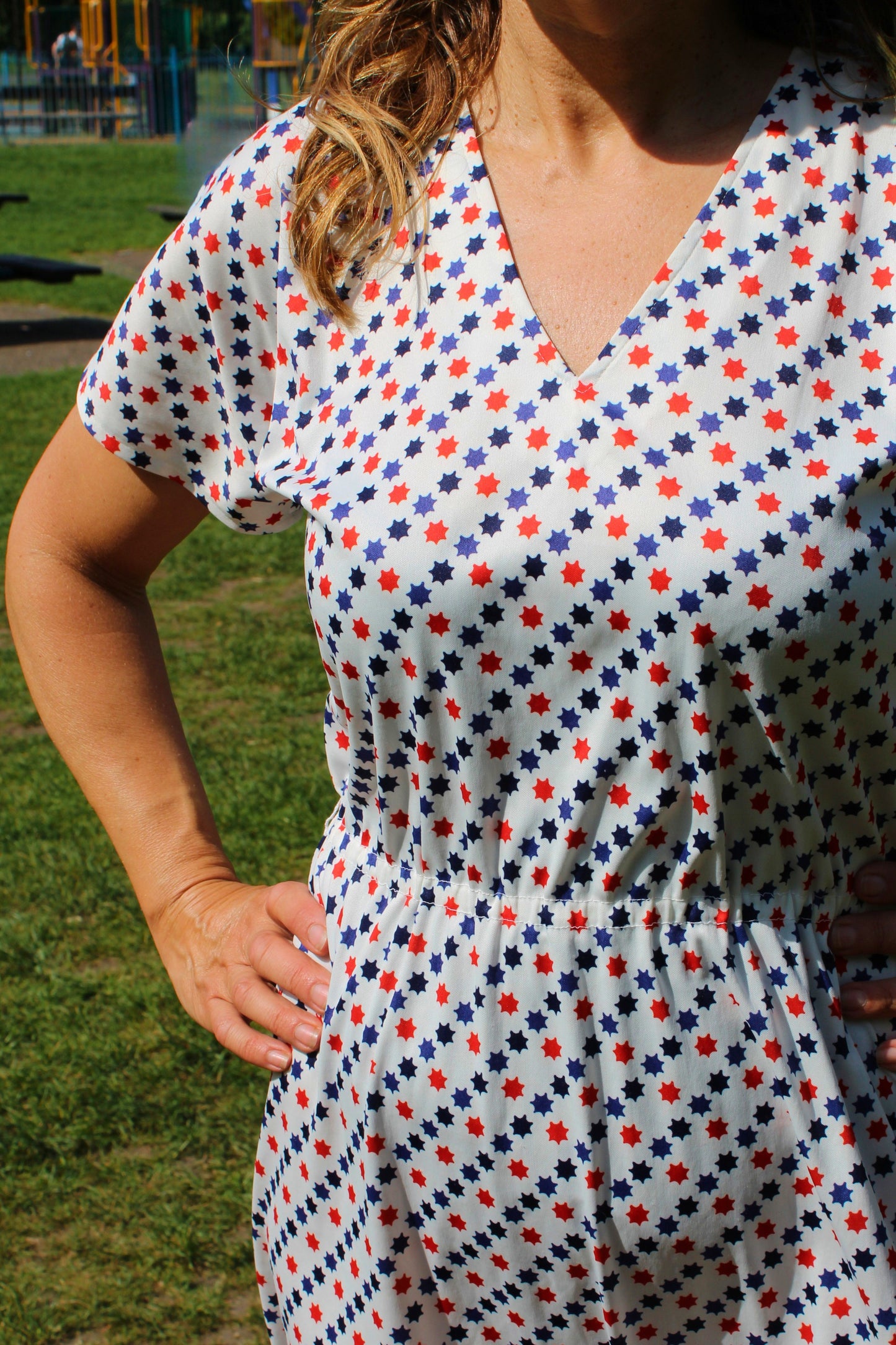 Vintage 70s Star Print Midi Dress