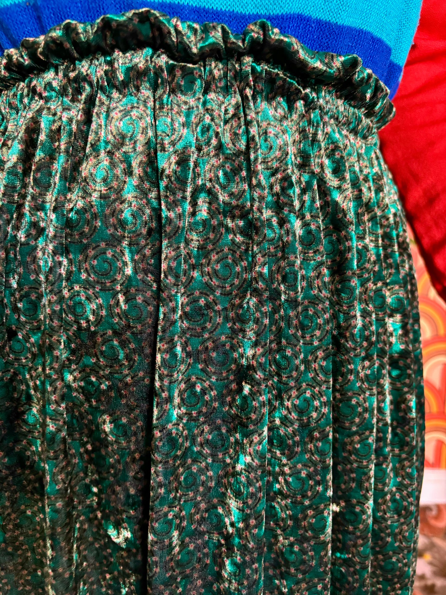 Vintage Emerald Green Velvet Maxi Skirt