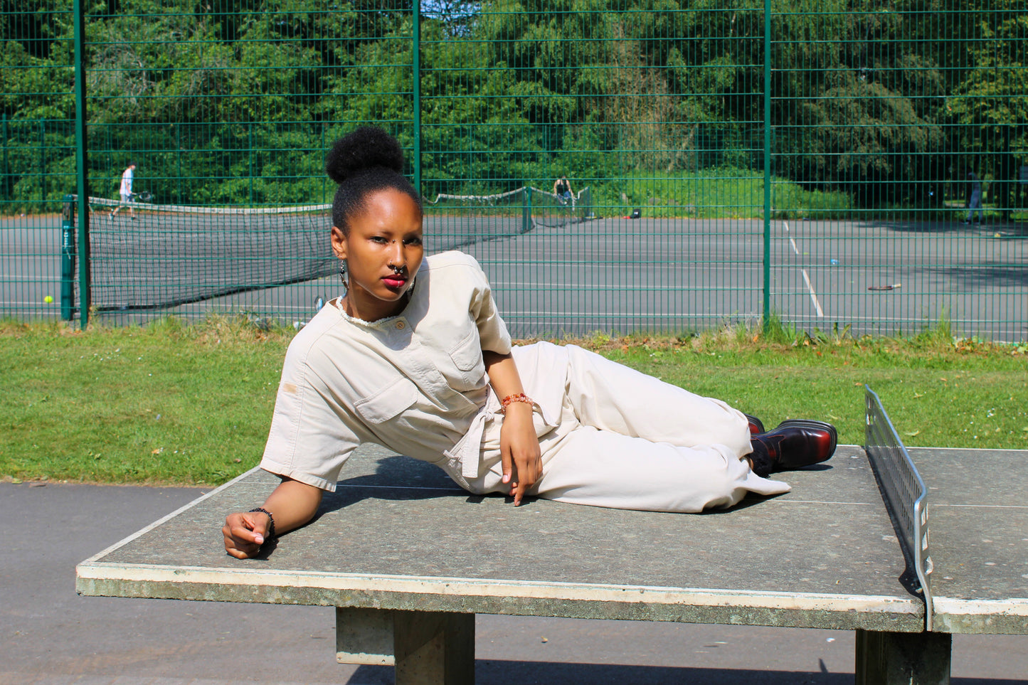 Vintage 70s Cream Cotton Jumpsuit