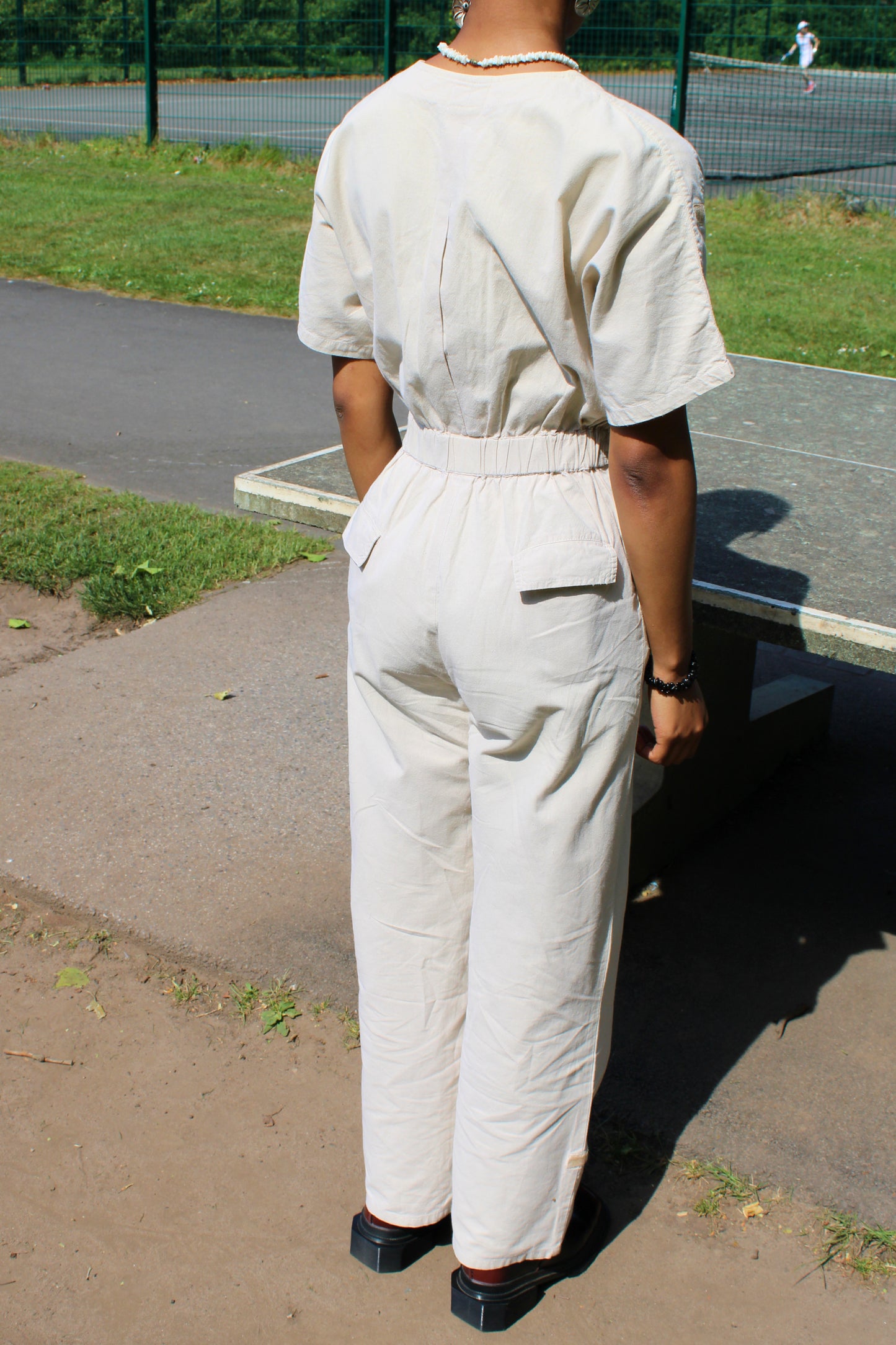 Vintage 70s Cream Cotton Jumpsuit