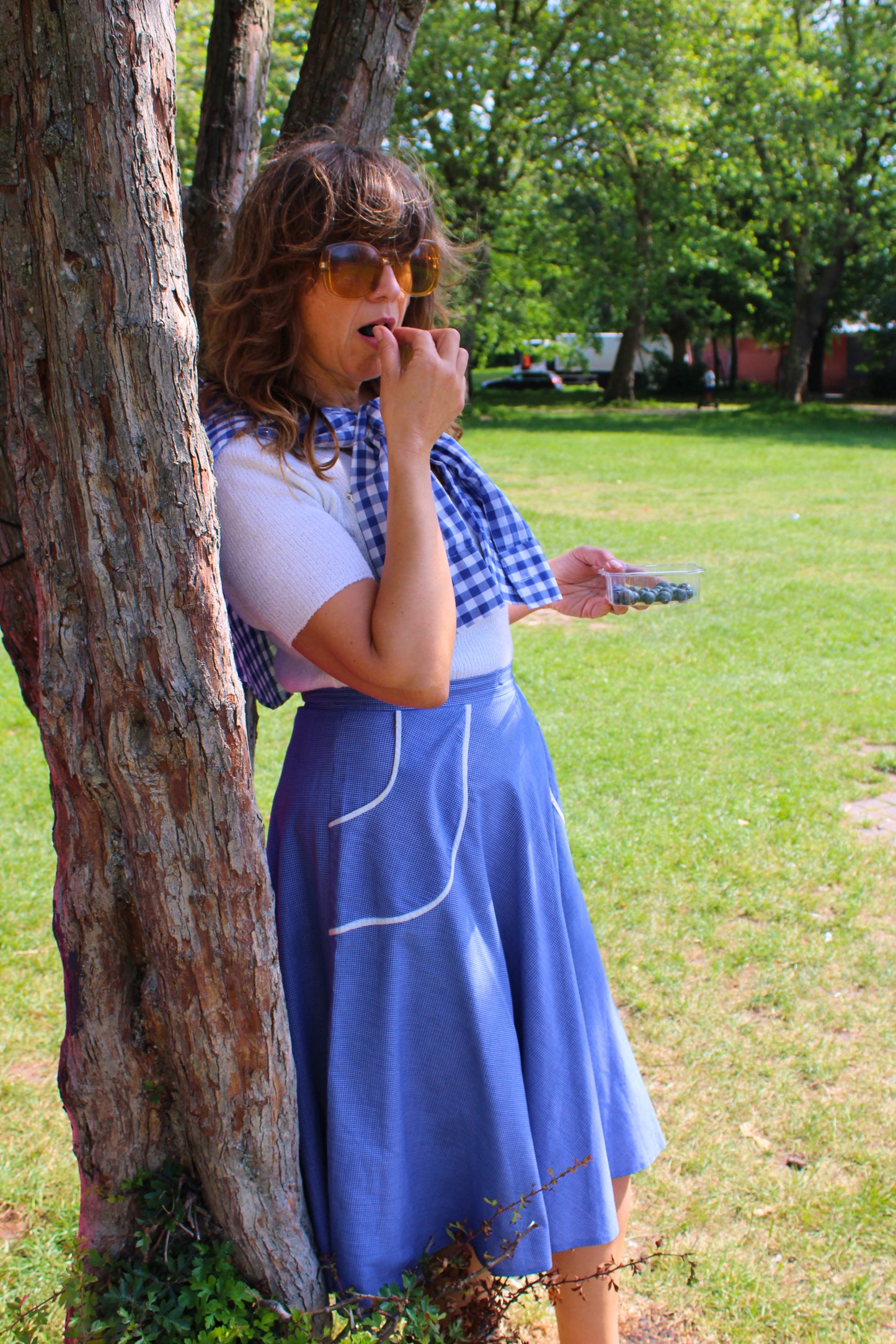Vintage 70s Blue Midi Skirt