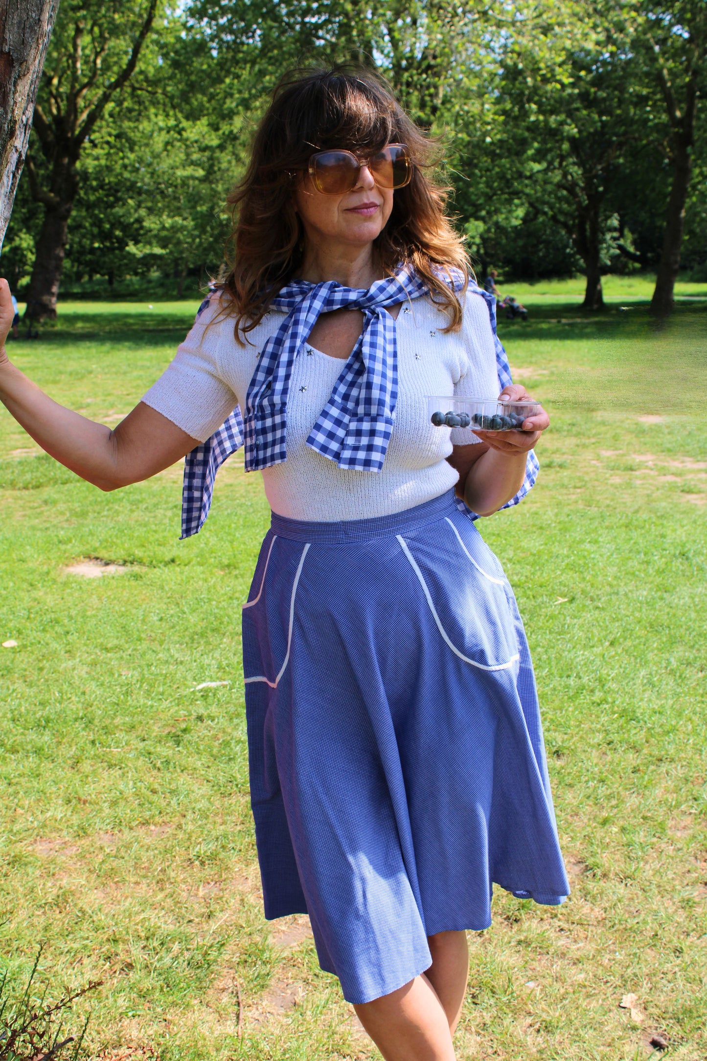 Vintage 70s Blue Midi Skirt