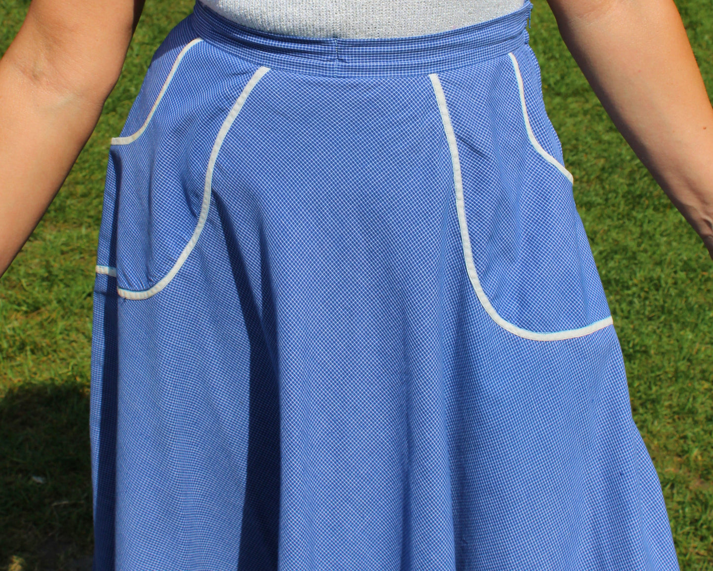 Vintage 70s Blue Midi Skirt