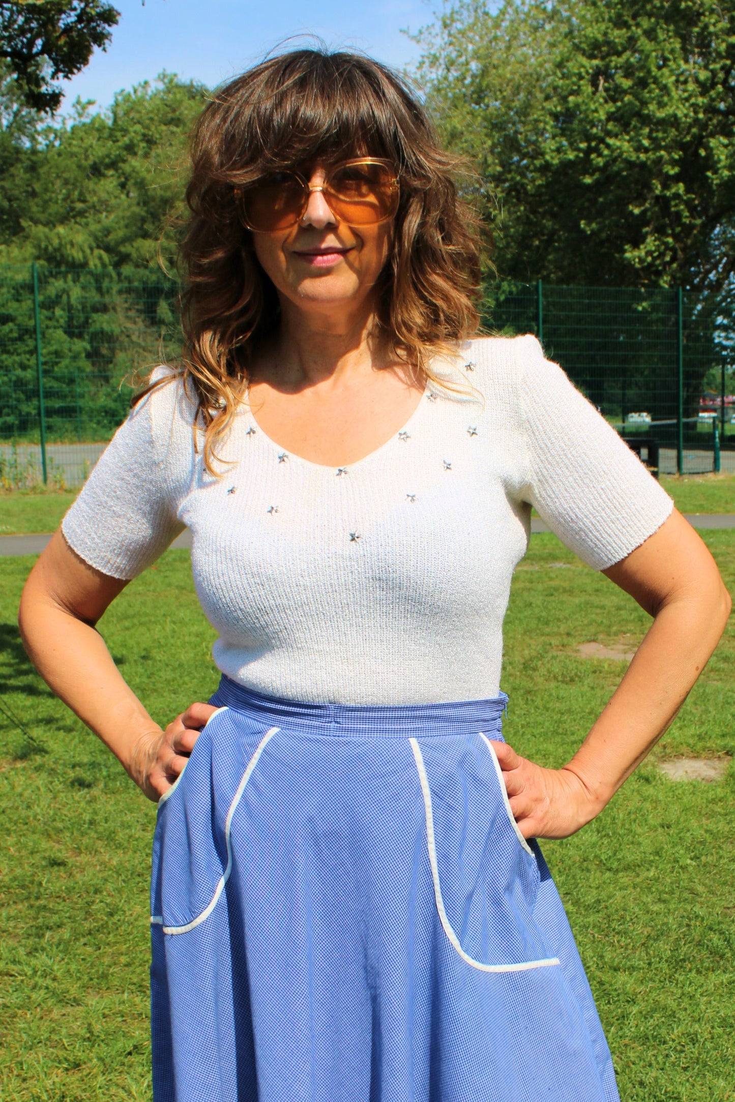 Vintage 70s Cream Star Knit