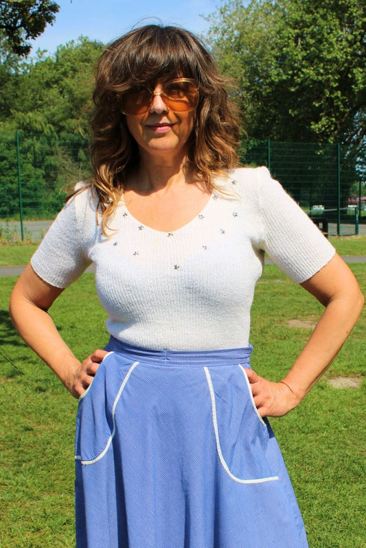 Vintage 70s Cream Star Knit