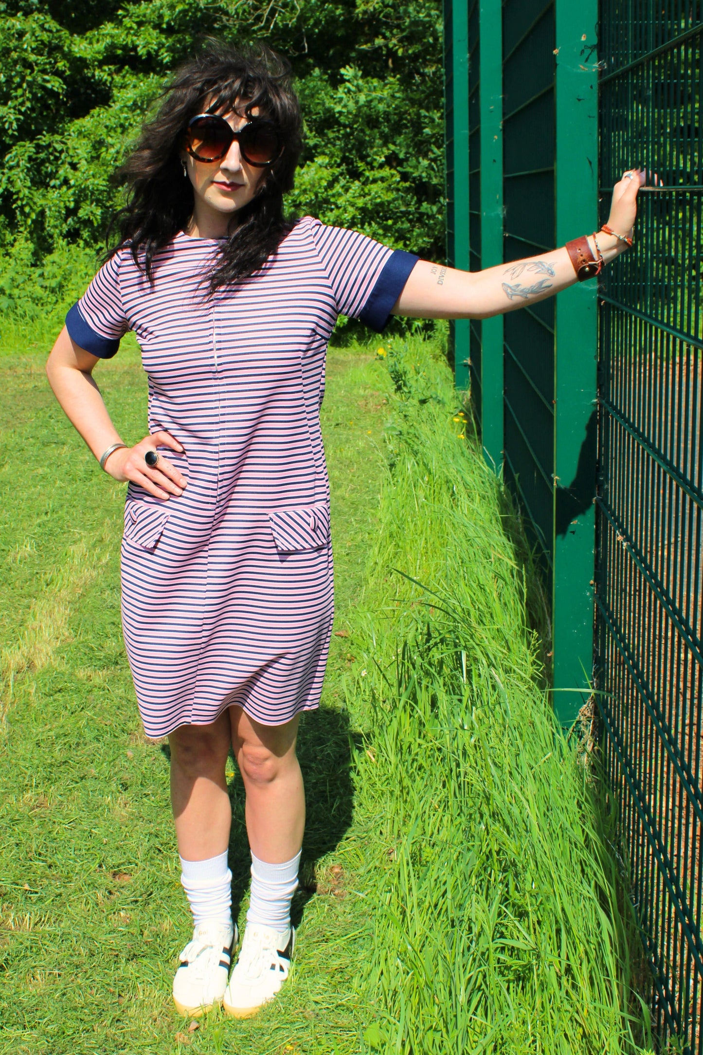 Vintage 60s Pink Stripe Mod Dress