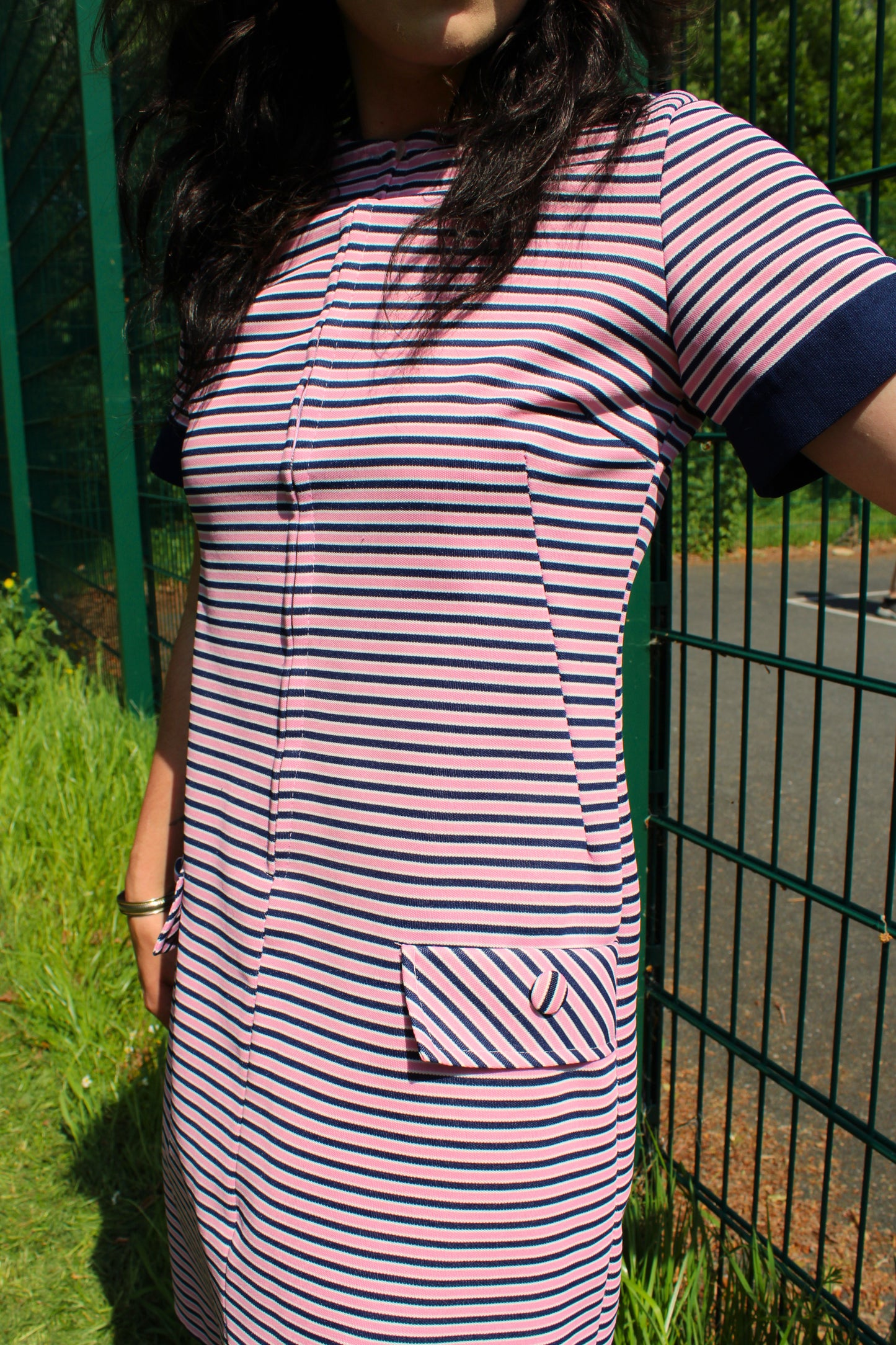 Vintage 60s Pink Stripe Mod Dress