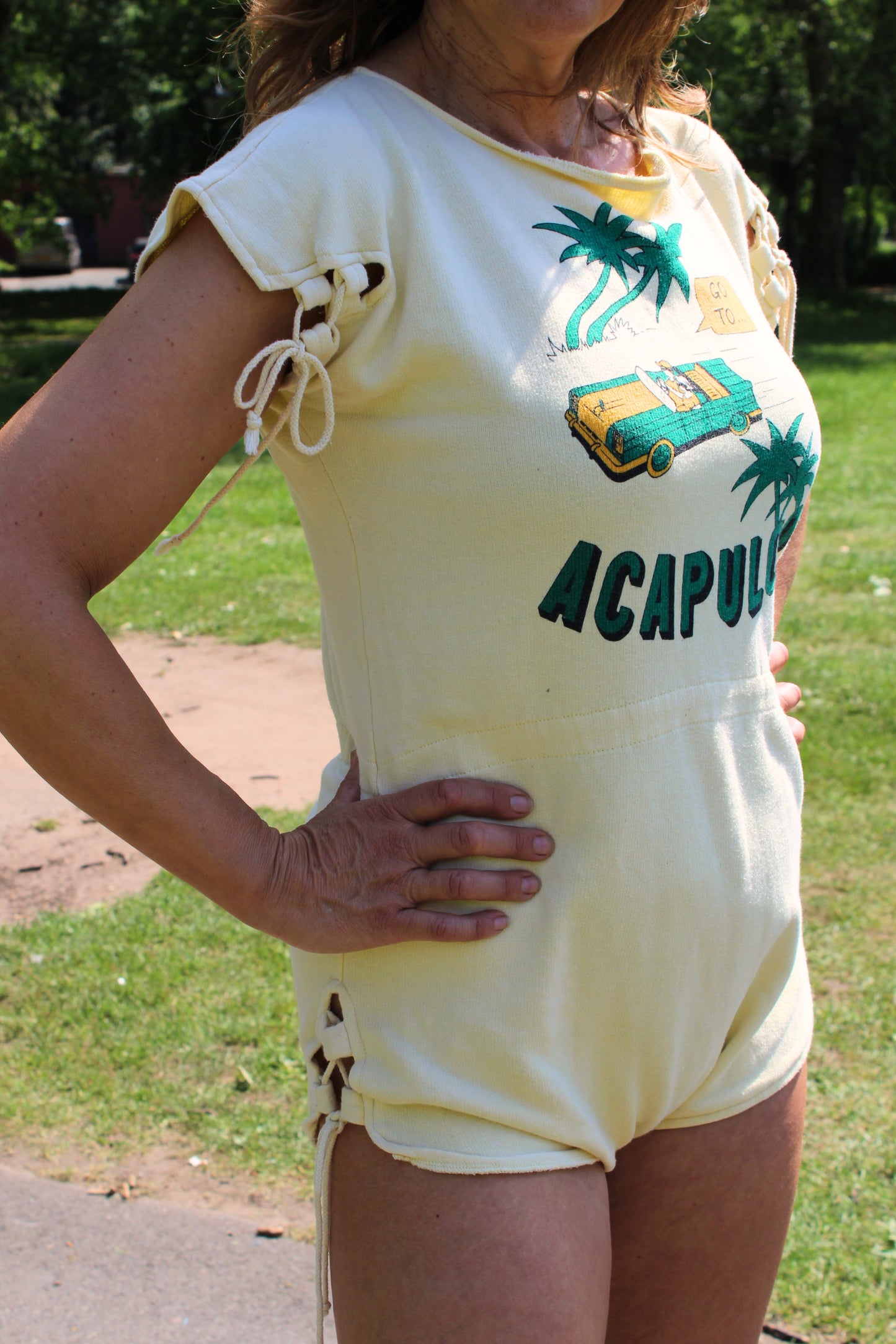 Vintage 80s Yellow Acapulco Playsuit