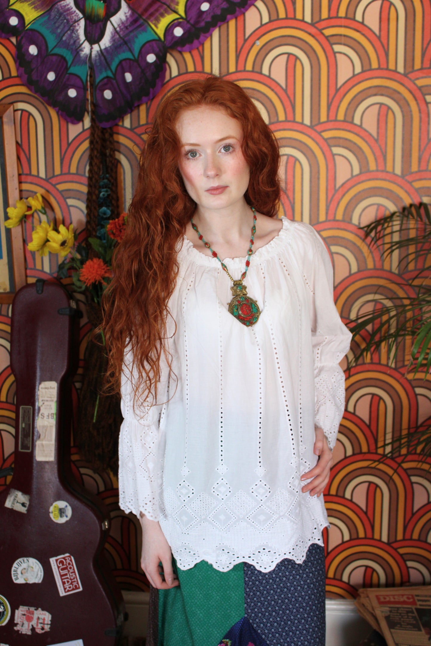 Vintage White Broderie Anglaise Blouse