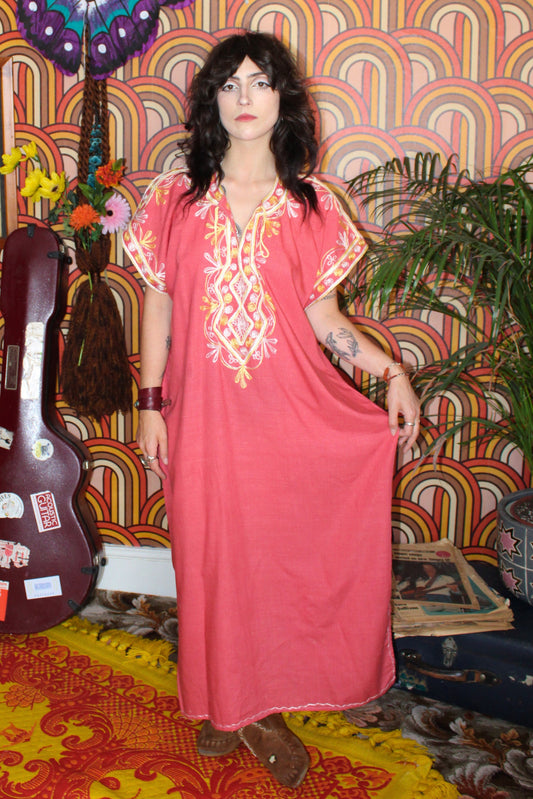 Vintage 70s Coral Peach Kaftan