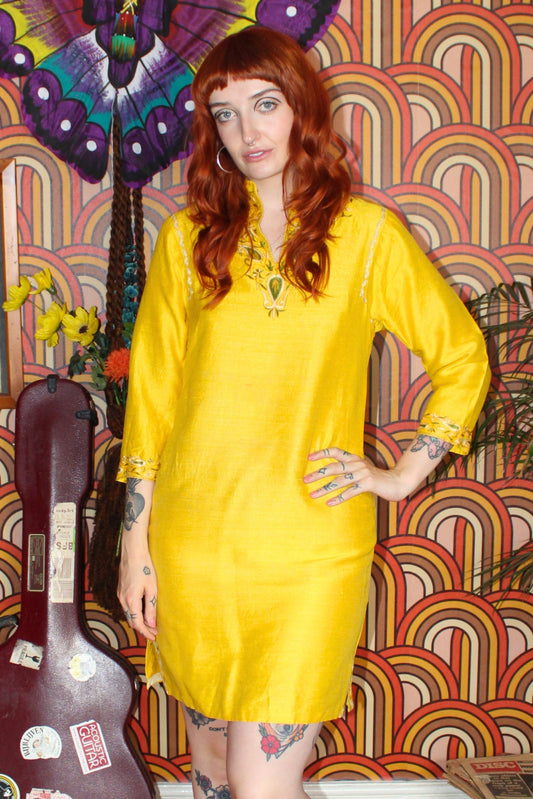 Vintage 60s Yellow Silk Tunic