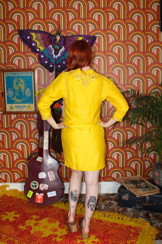 Vintage 60s Yellow Silk Tunic