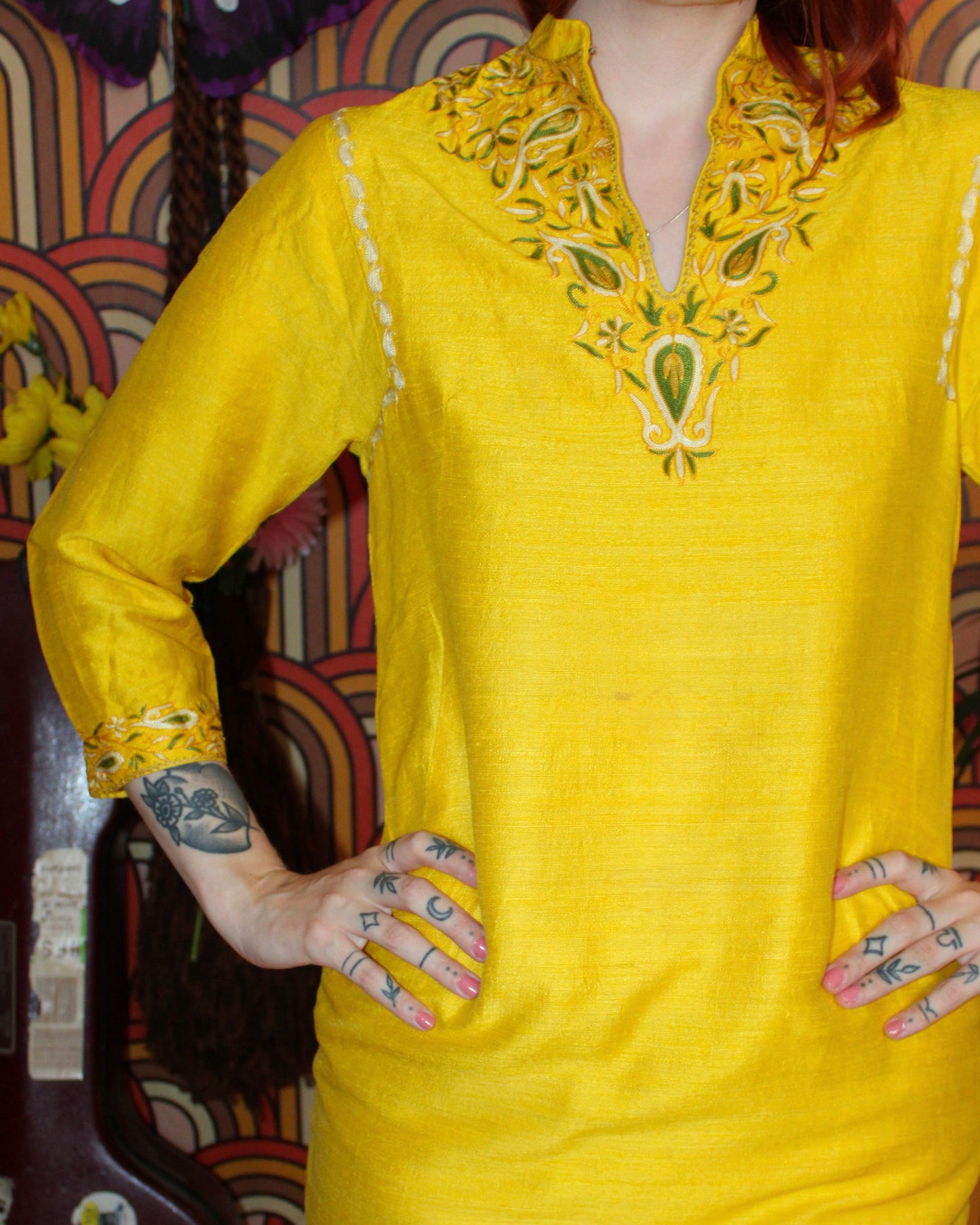 Vintage 60s Yellow Silk Tunic