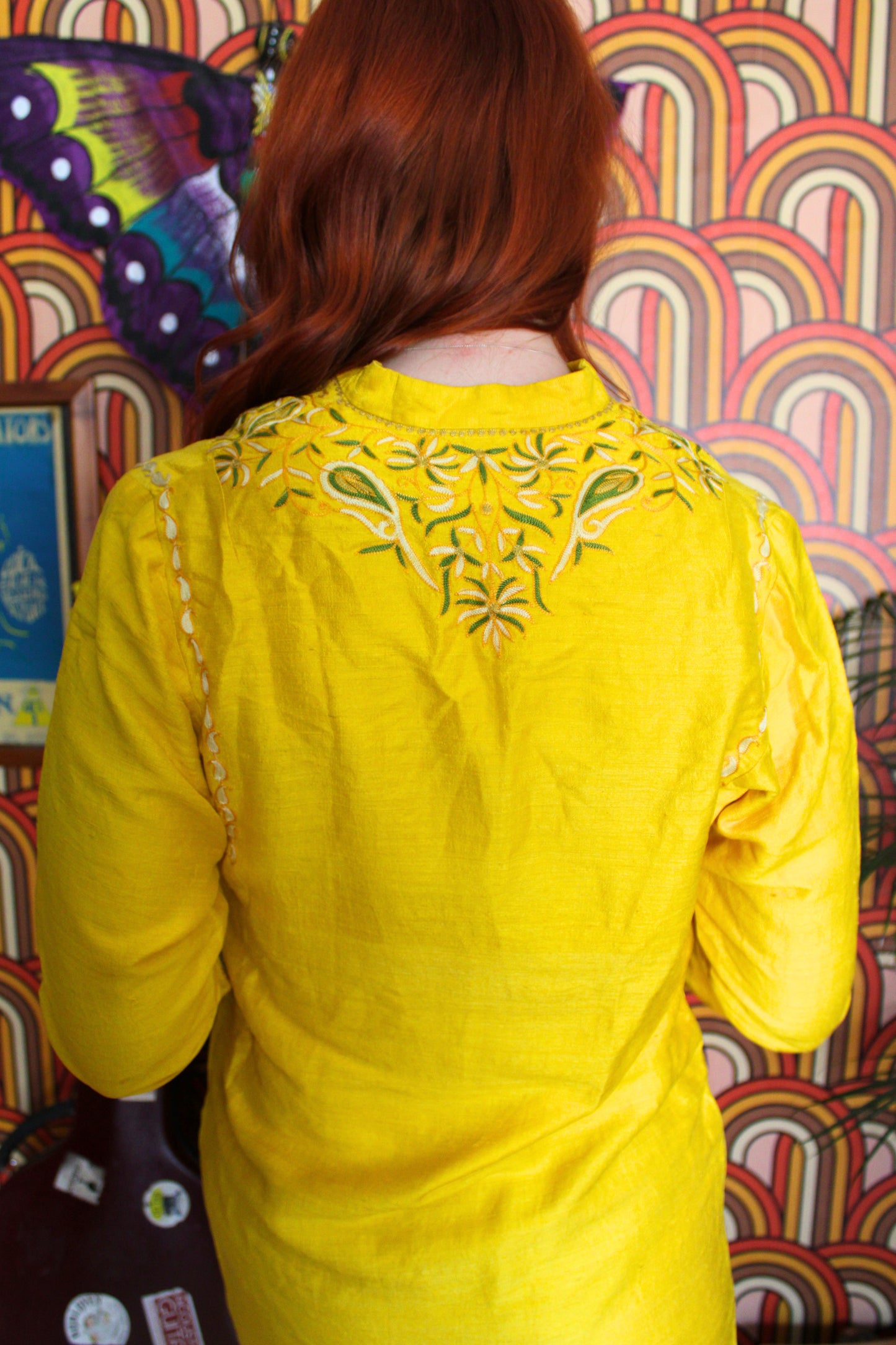 Vintage 60s Yellow Silk Tunic