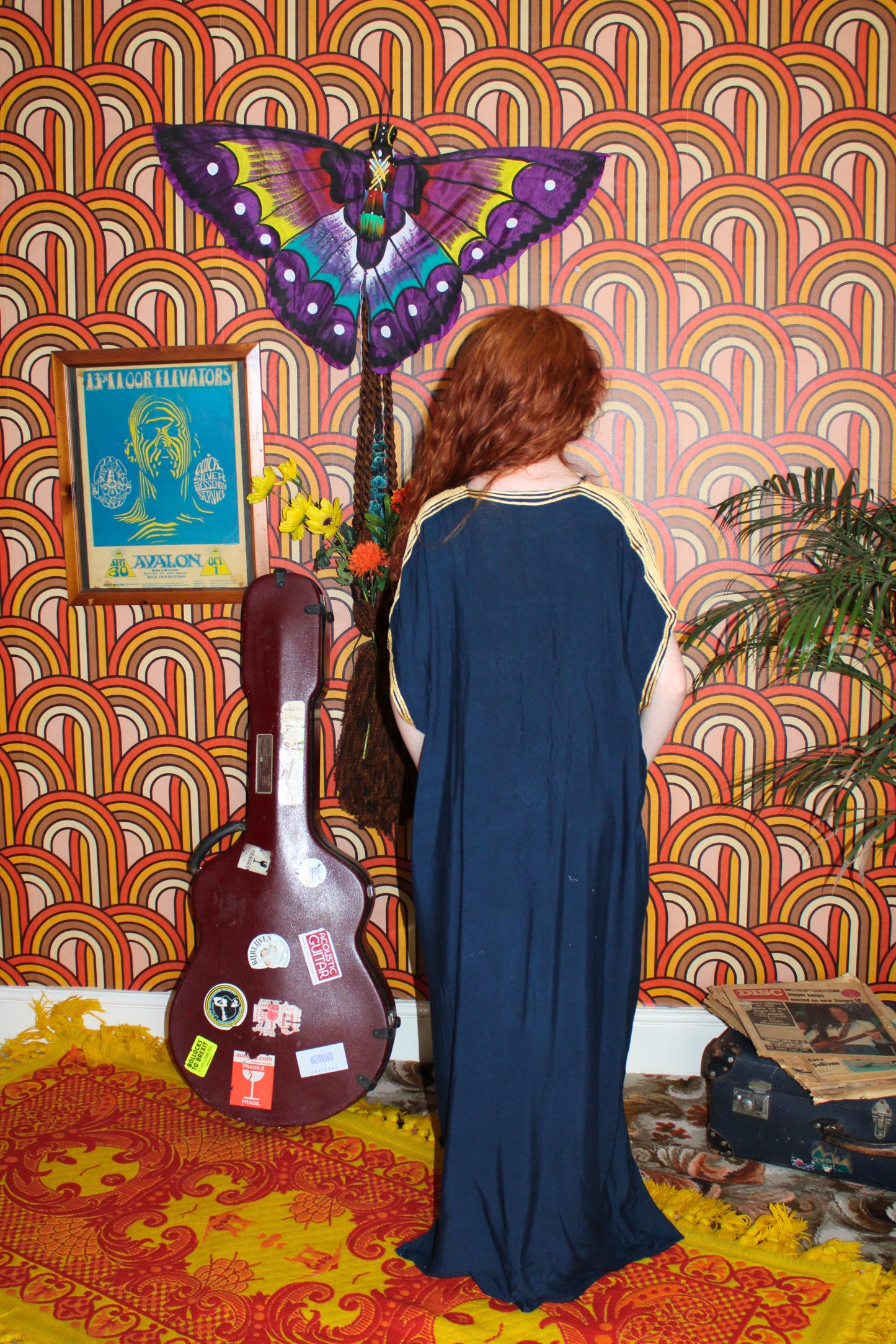 Vintage 70s Navy Blue Kaftan