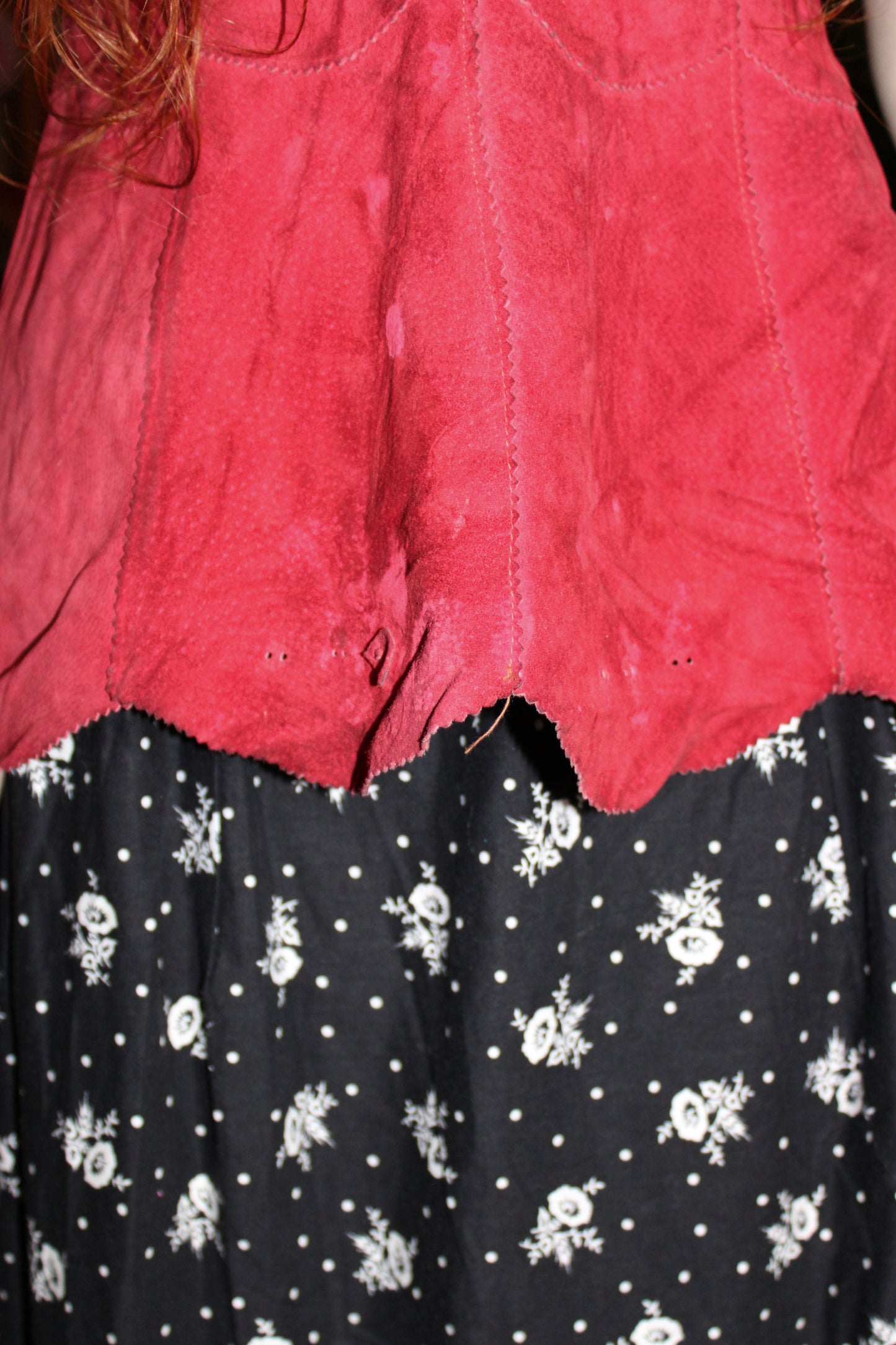 Vintage 70s Suede Lace Up Tunic Top