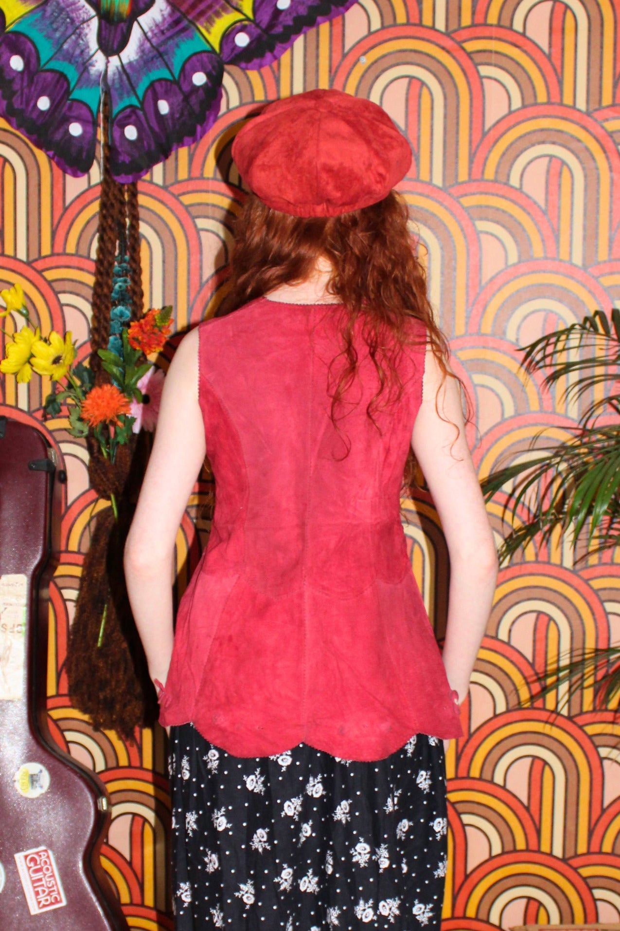 Vintage 70s Suede Lace Up Tunic Top