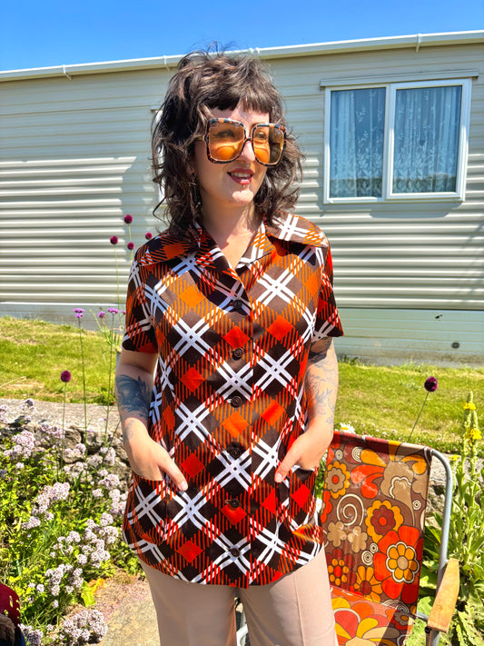 Vintage 70s Brown and Orange Tunic