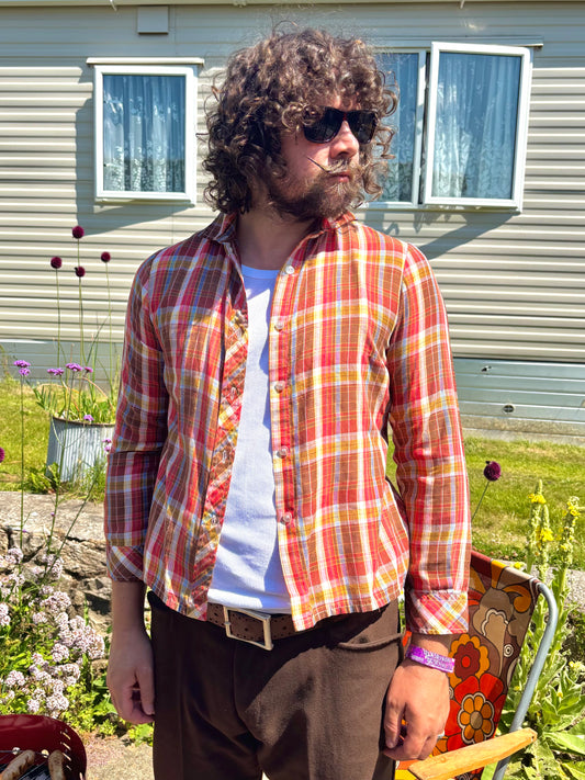 Vintage 70s Brown Check Shirt